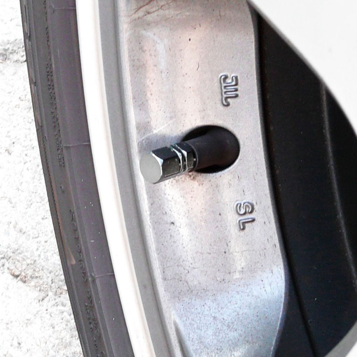 All Ride Ventilkappe 5 metallic Sechskant Ventilkappen in Gun Metal Grey mit Zierstreifen, (5-St), Standard Gewinde