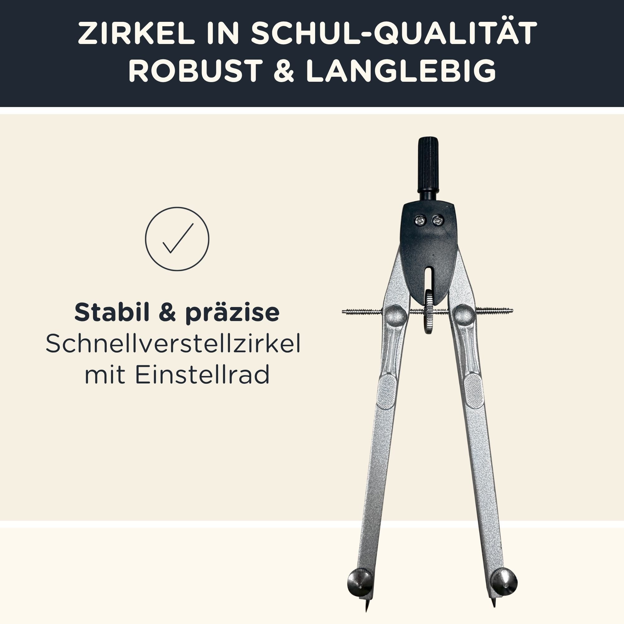 CALCUSO Zirkel Set im Federmäppchen mit Geodreieck & Lineal und Zubehör - Schwarz