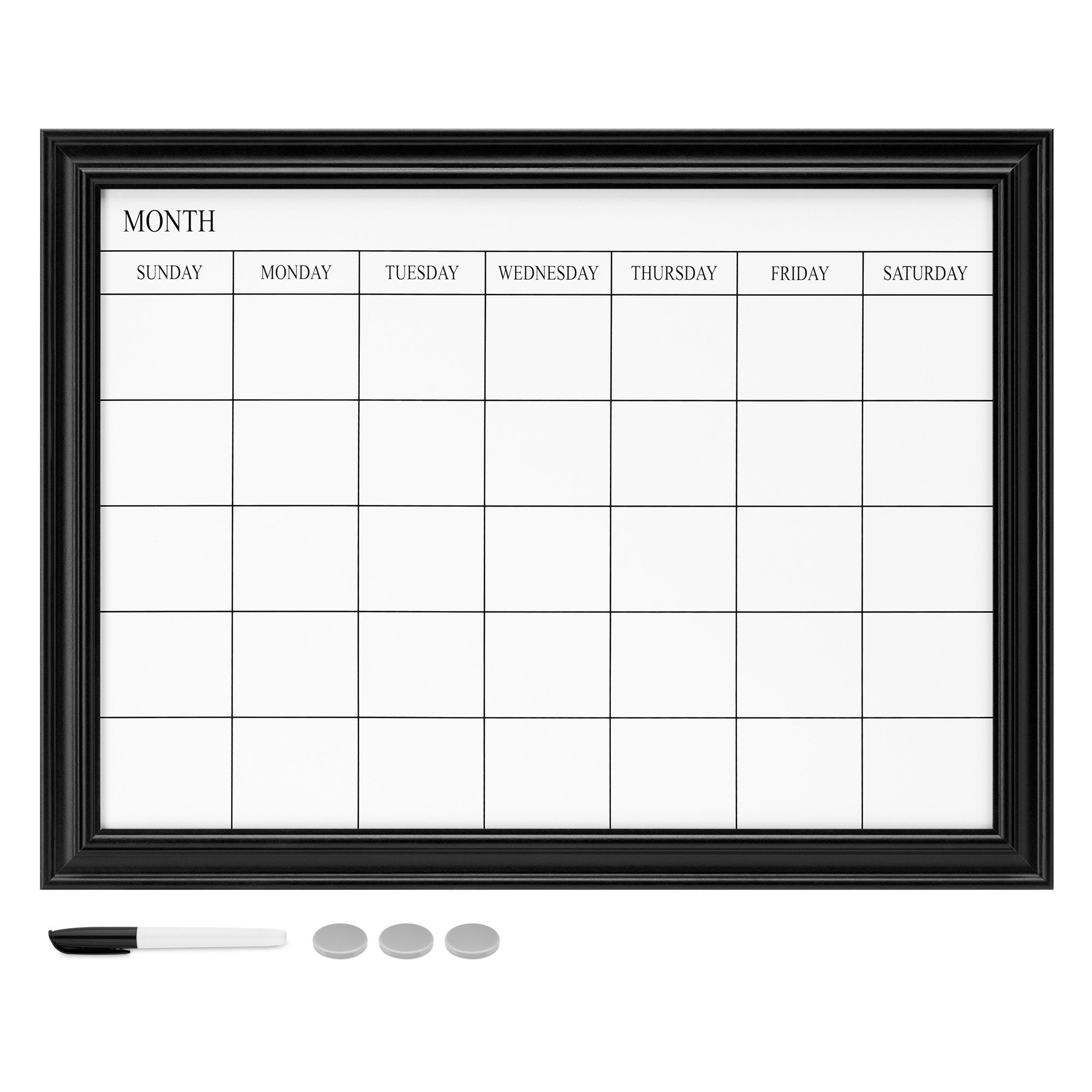 Navaris Magnettafel Magnetisches Whiteboard mit Rahmen - 60 x 45 cm - Wochenplaner, (1-tlg)