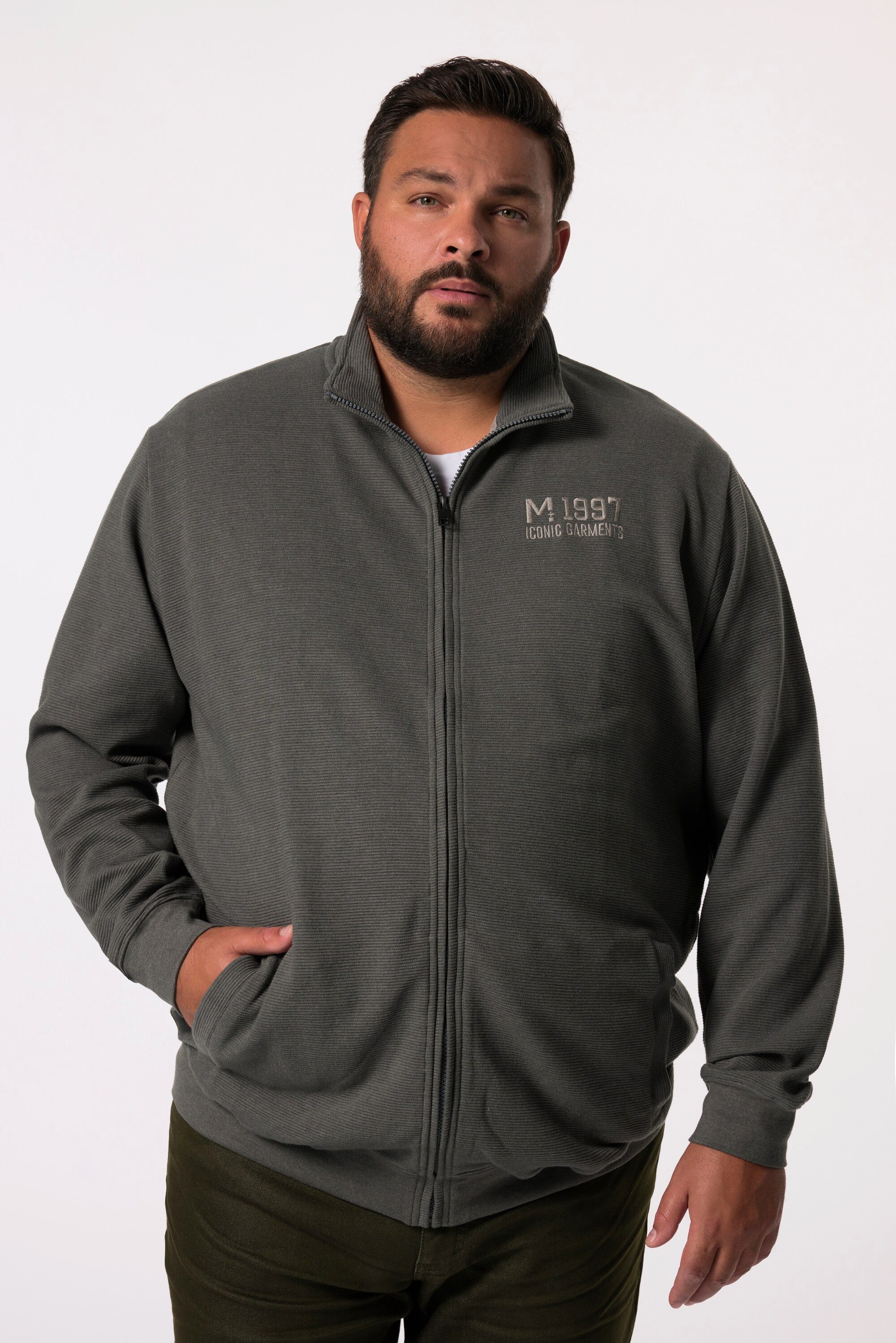 Men Plus Fleecejacke Sweatjacke Stehkragen Zipper