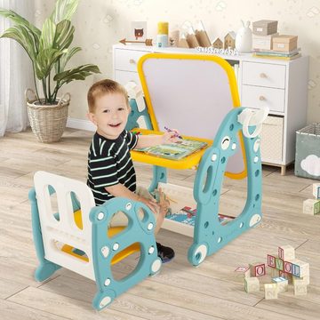 KOMFOTTEU Kinderstaffelei 4 in 1, mit magnetische Zeichentafel, für Kinder von 1-8 Jahren