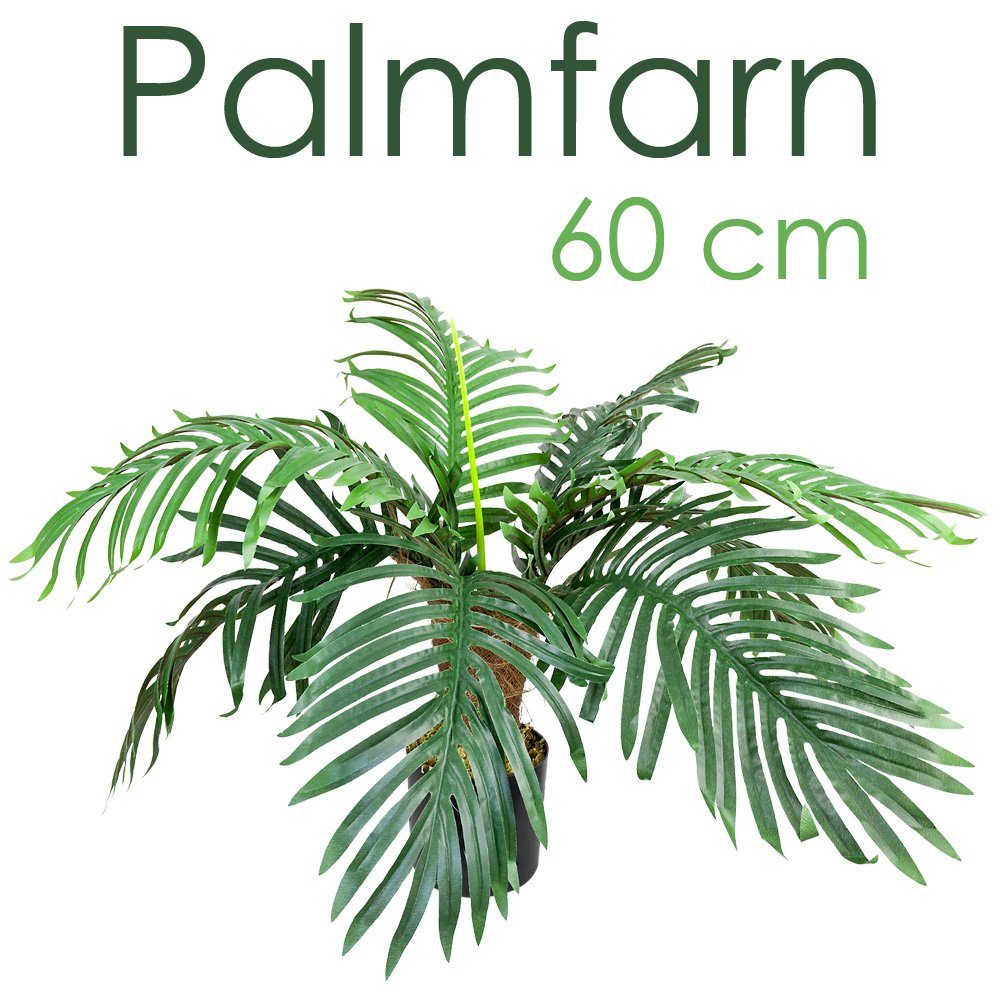 Kunstpflanze Palme Palmfarn Sagopalme Kunstpflanze Plastik Künstliche Pflanze 60cm Decovego, Decovego