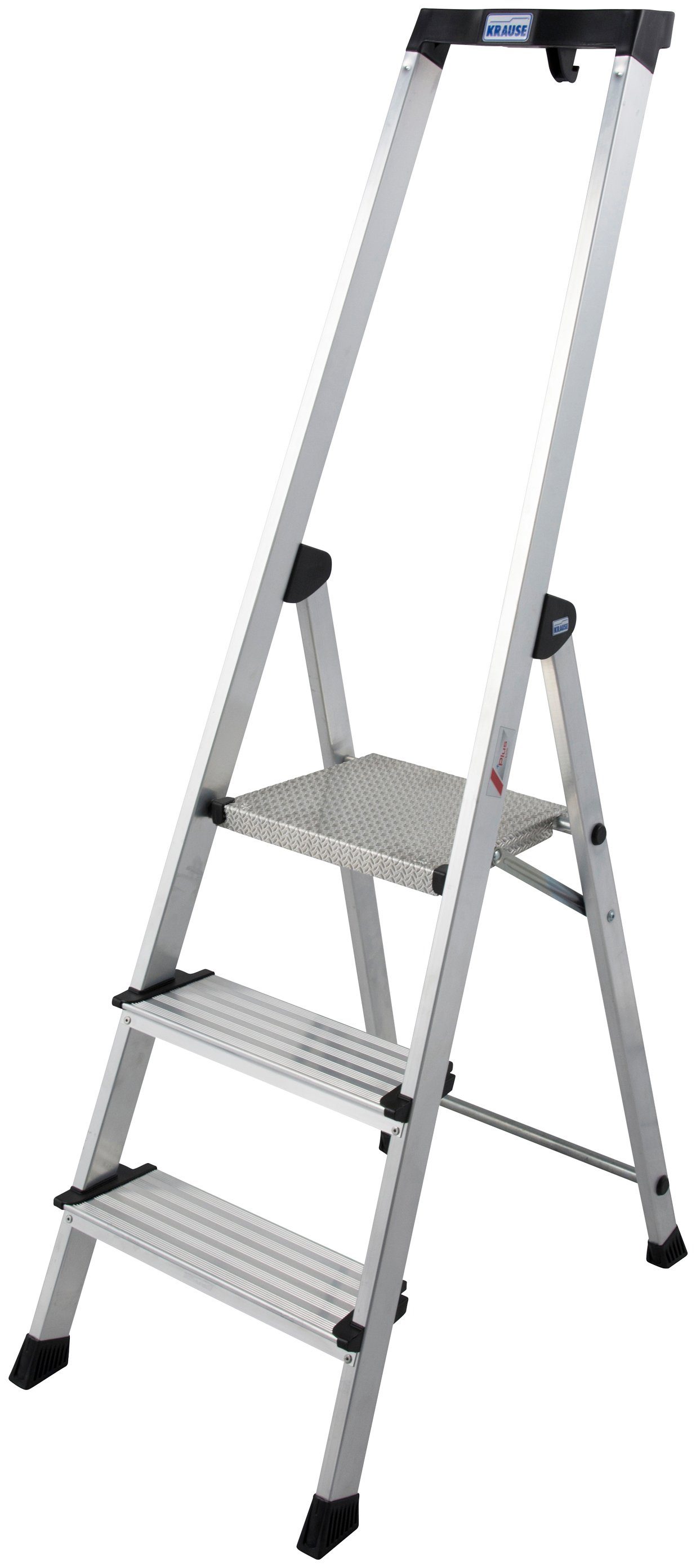 KRAUSE Stehleiter Safety Plusline, Aluminium, 3 Stufen, Arbeitshöhe ca. 265 cm