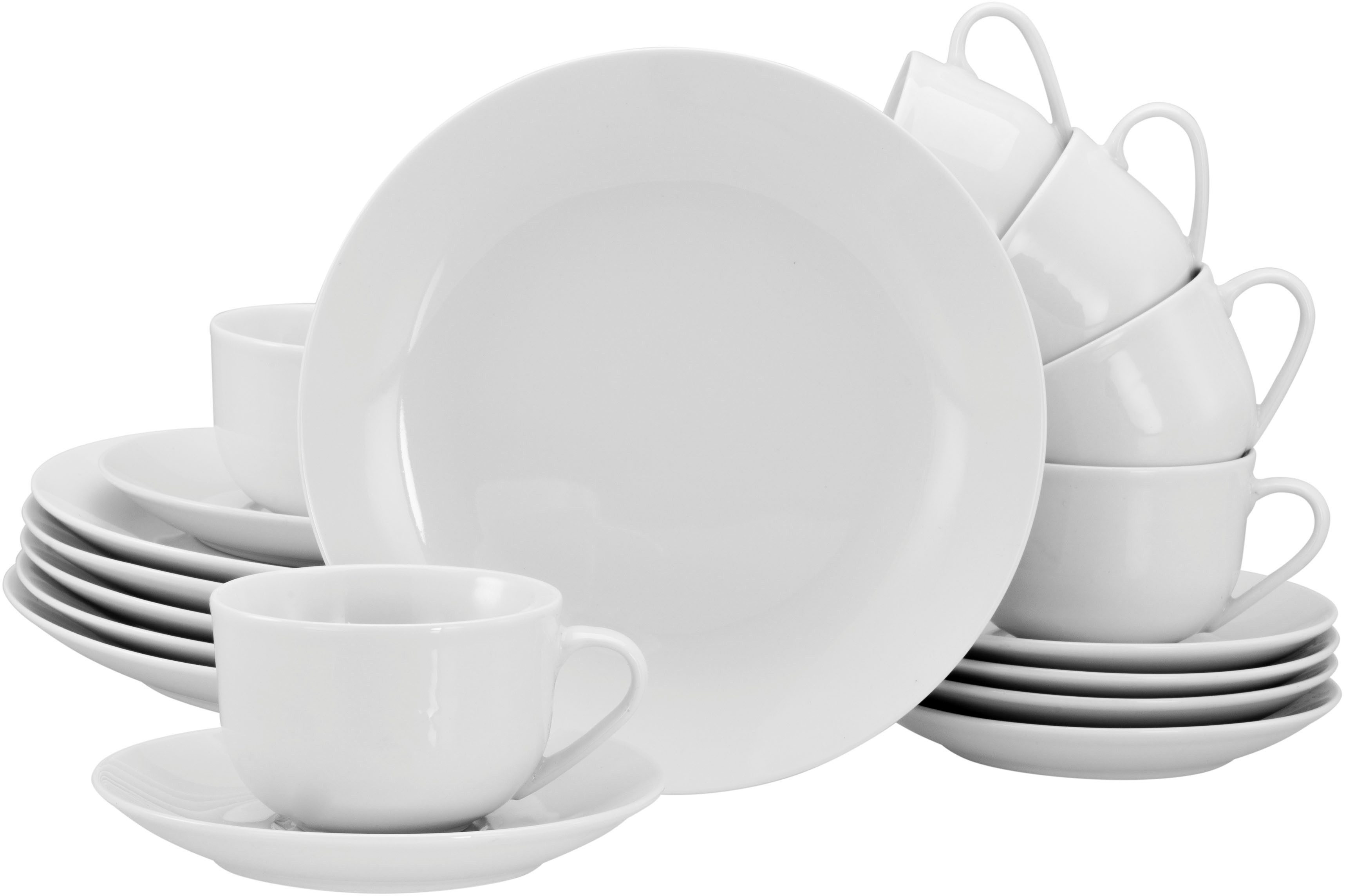 my home Кофейный сервиз Angi (18-tlg), 6 Personen, Porzellan, Geschirr-Set, harmonische, trendige Coupeform