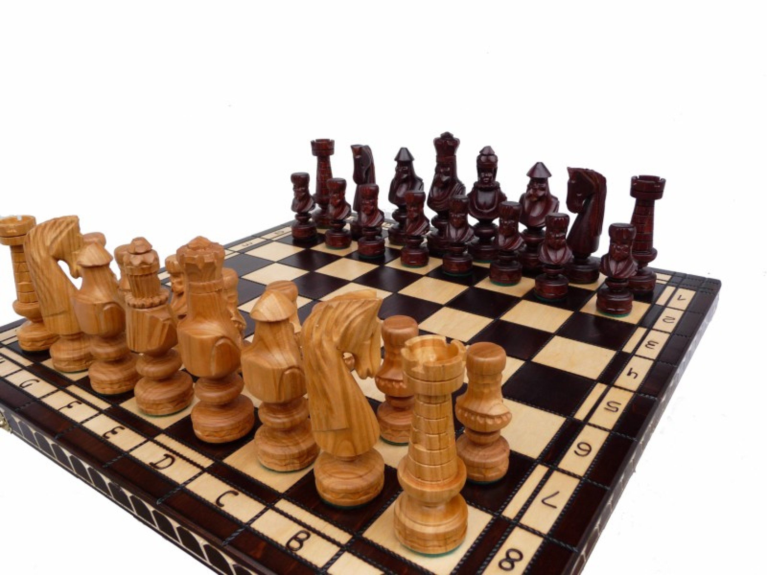 Holzprodukte Spiel Edles Schach Schachspiel SET Schachbrett 60 x 60 GESCHNITZT Holz