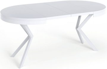 WFL GROUP Esstisch Cloud, Tisch im Loft-Stil mit Weiße Metallbeinen