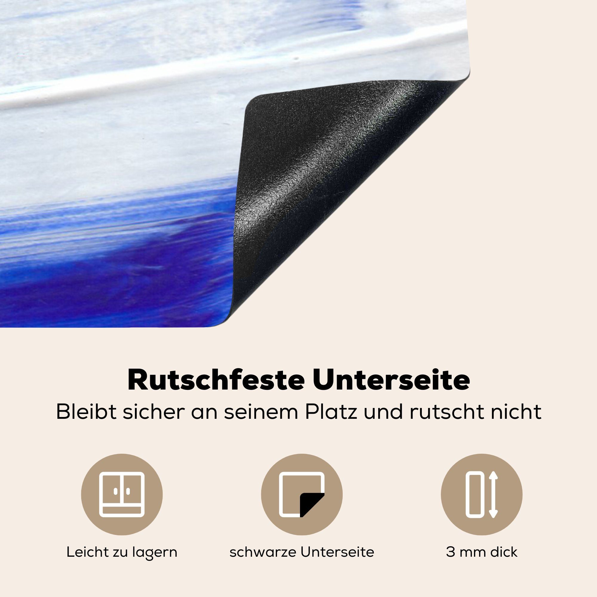 Induktionskochfeld tlg), - Farbe Ceranfeldabdeckung Blau, 81x52 MuchoWow cm, Design die für (1 Herdblende-/Abdeckplatte küche, Vinyl, Schutz -