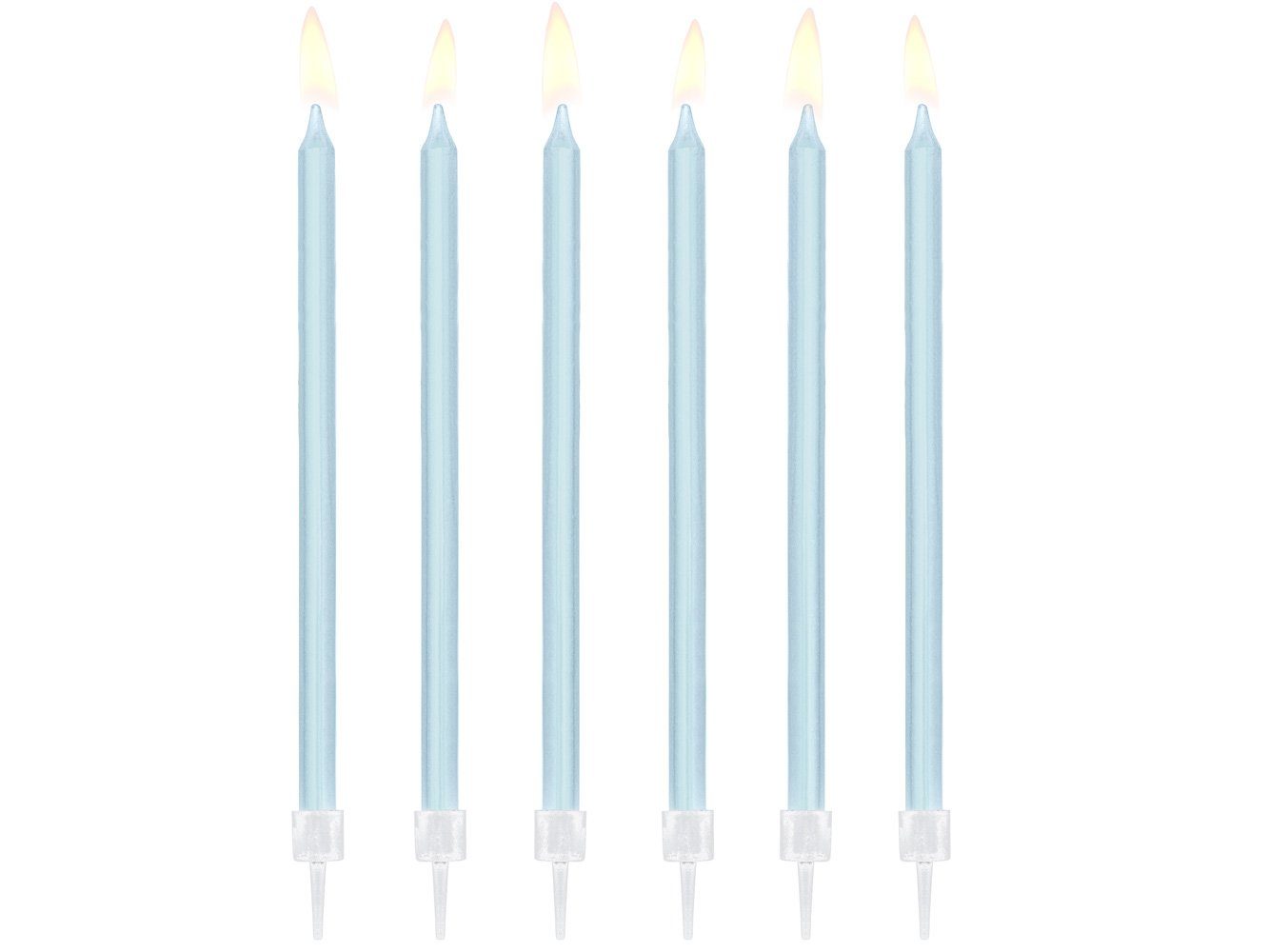 partydeco Geburtstagskerze, Geburtstagskerzen mit Halter 12.5cm hellblau 12er Set