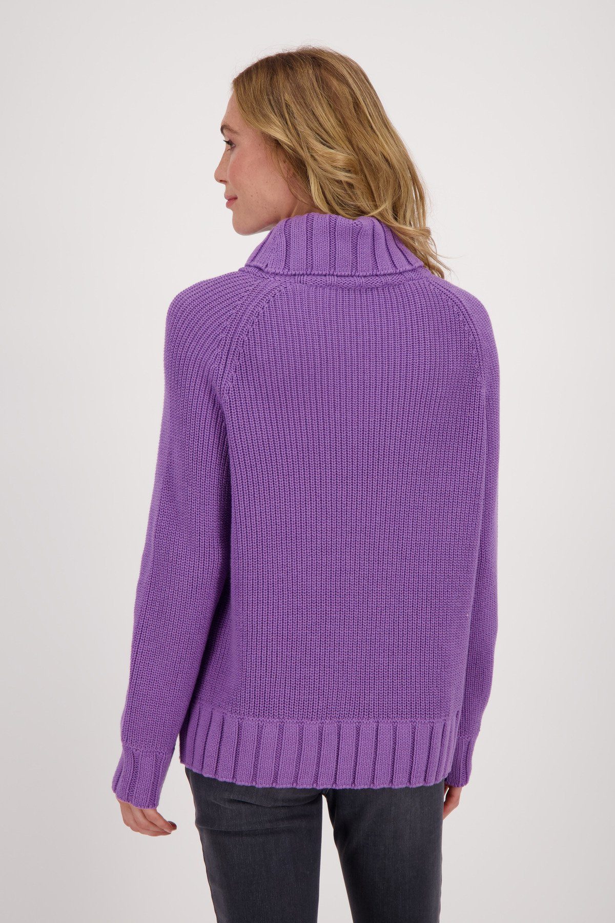 Monari Rollkragenpullover Oversized Rollkragen violett Pullover Baumwolle aus