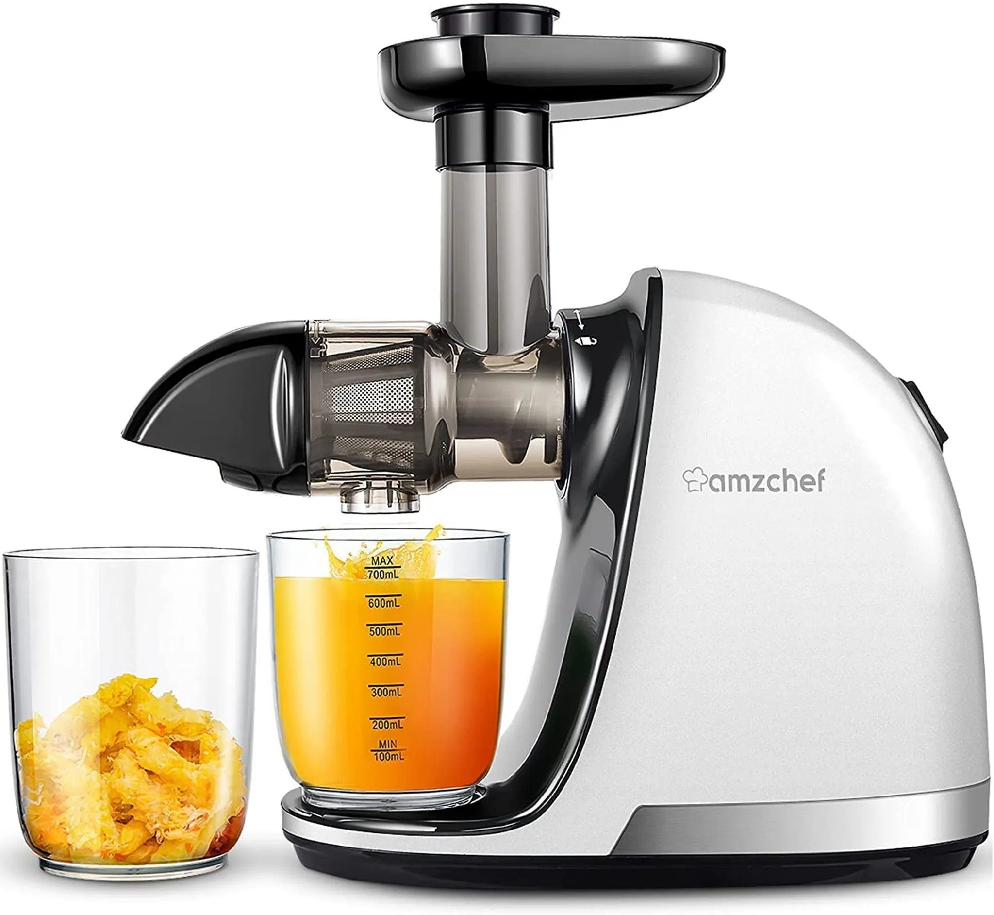 AMZCHEF Slow Juicer ZM1501, 150,00 W, Saftpresse Elektrisch, Entsafter Gemüse und Obst BPA Frei
