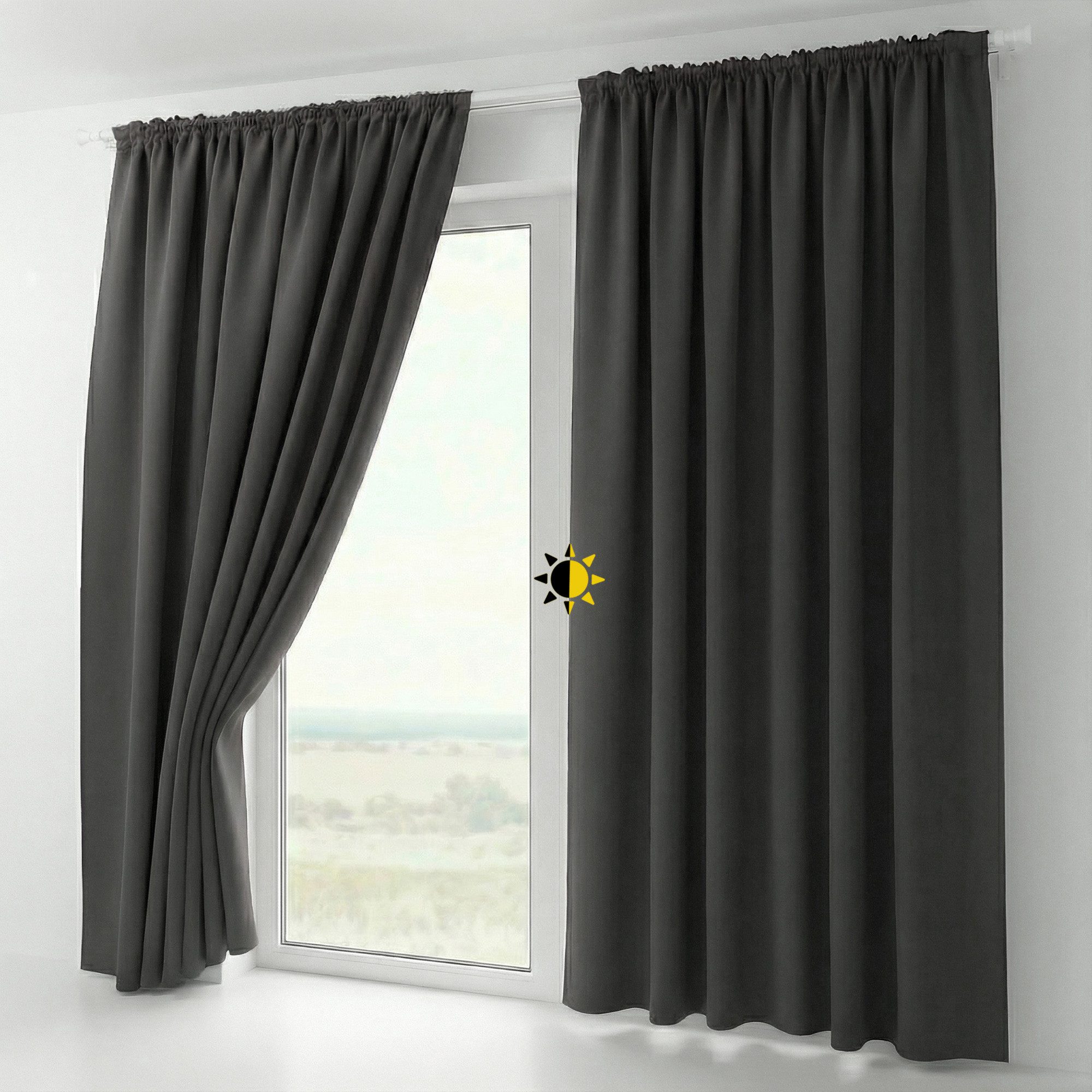Beautex Verdunkelungsvorhang 2er Set Verdunkelungsgardine mit U-Band, Black günstig online kaufen