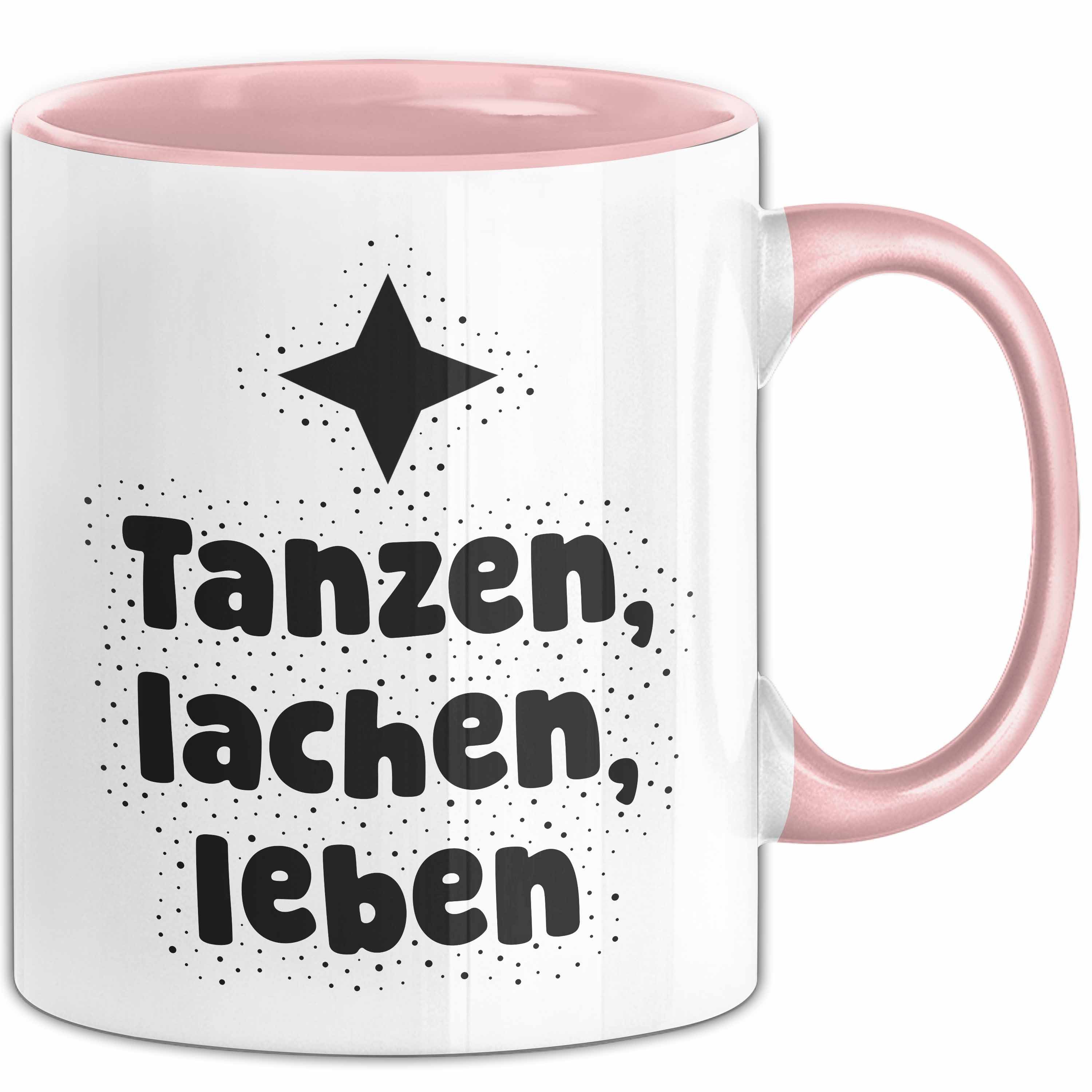 Trendation Tasse Tanzen, lachen, leben Tasse mit Spruch Geschenk Freundin, Keramik