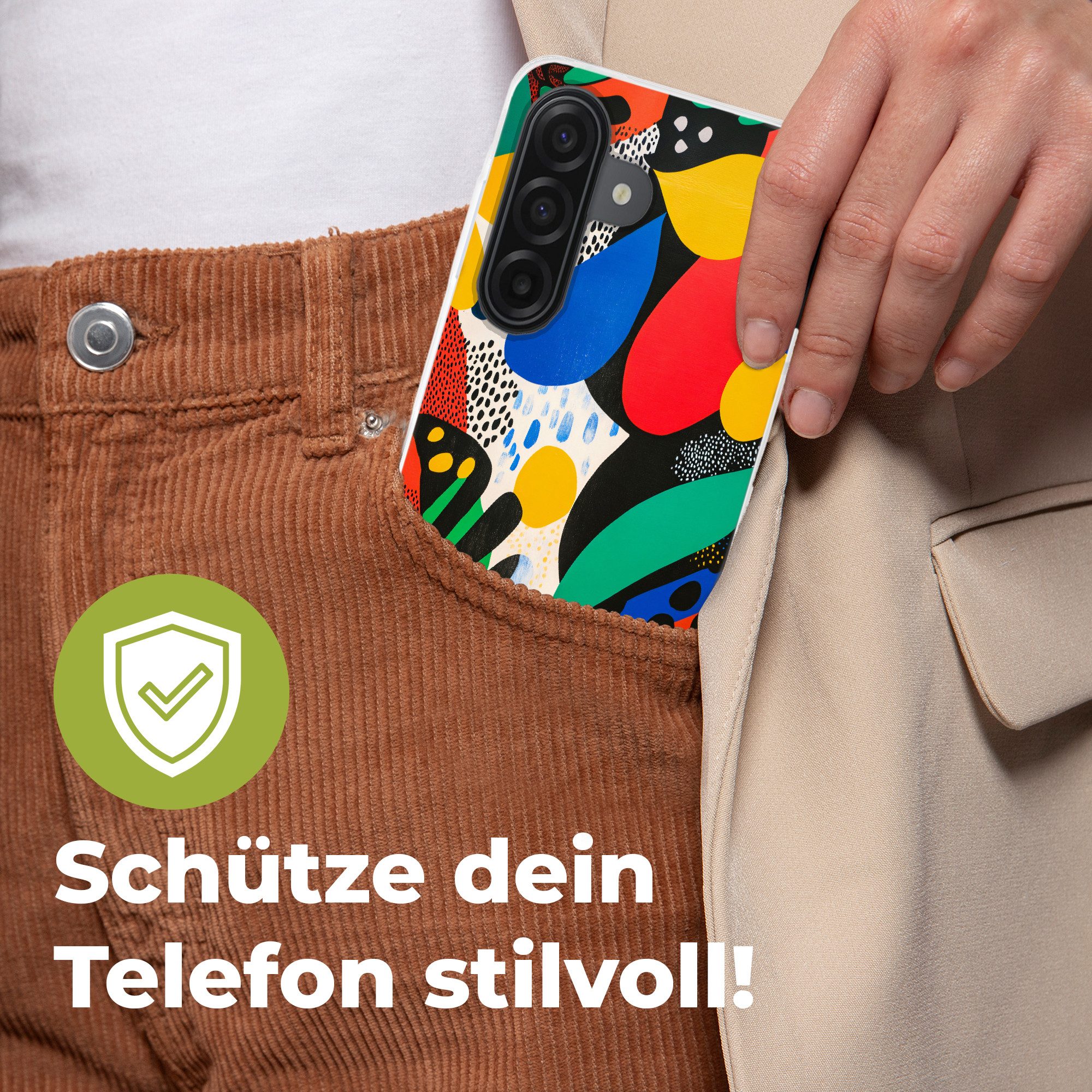 MuchoWow Handyhülle für Samsung Galaxy A17 Abstrakt - Pflanzen - Formen - Farbenfroh, Smartphone-Bumper, Print, Handy Schutzhülle Dünn