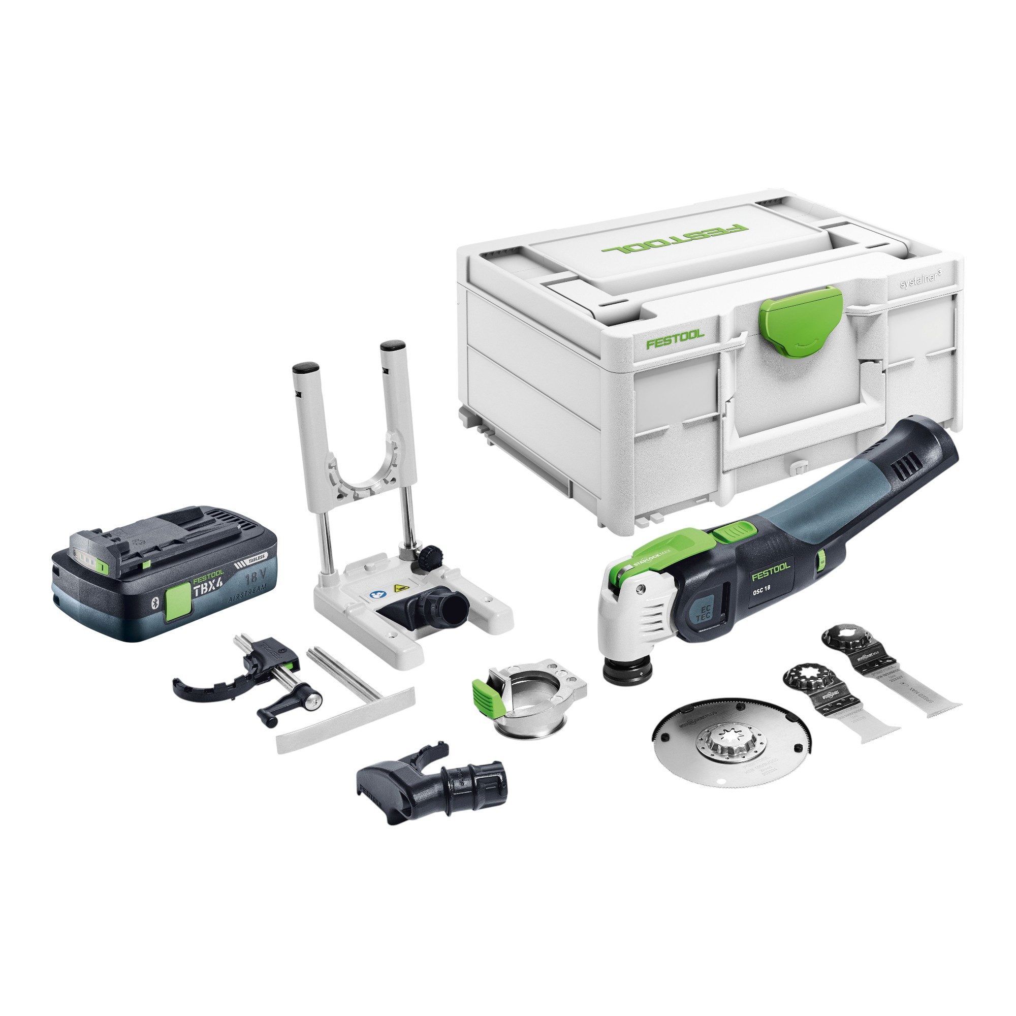 FESTOOL Akku-Multifunktionswerkzeug OSC 18 E-Basic-Set 18V Starlock Max + 1x Akku 4 Ah + Zubehör