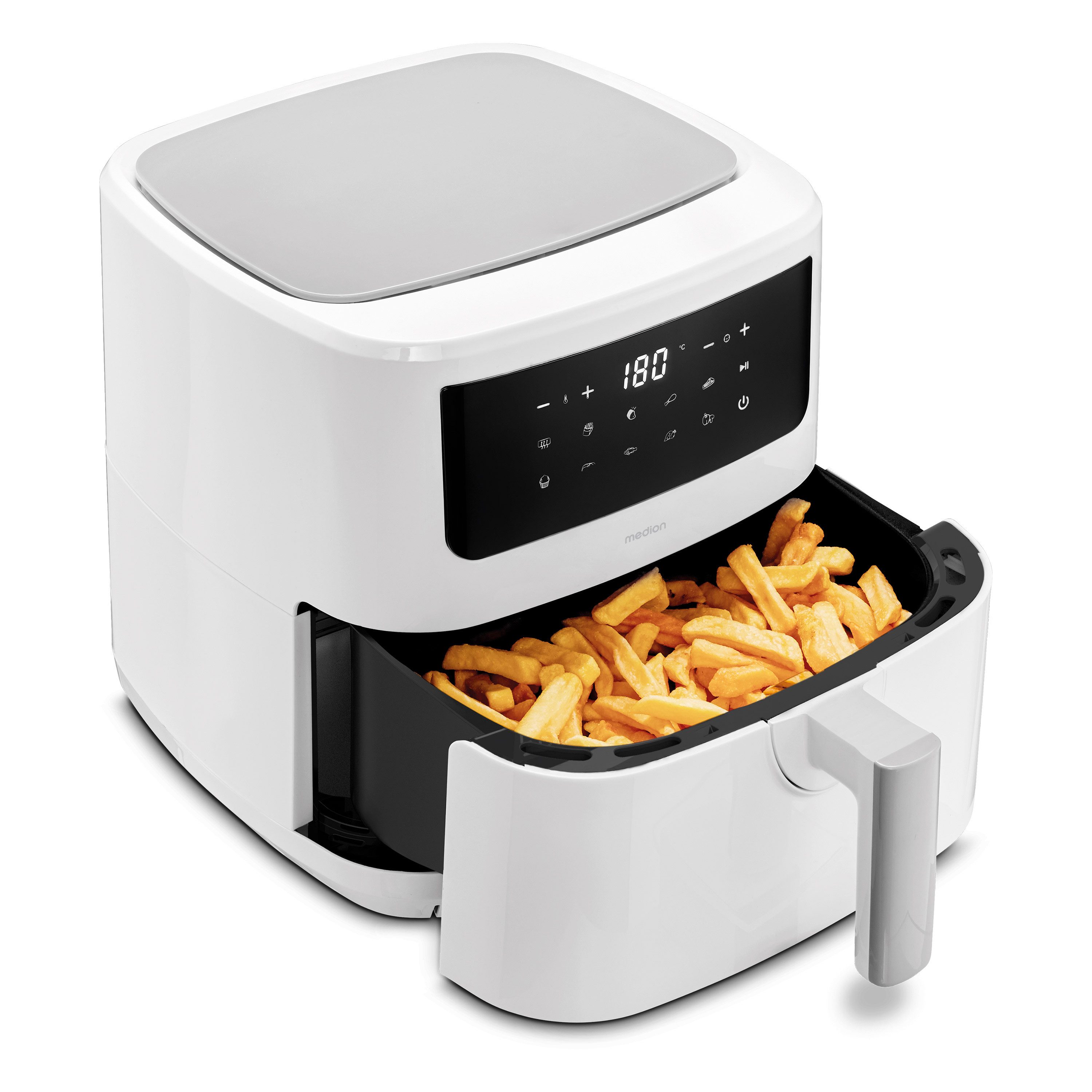 Medion® Heißluftfritteuse MD 11750 P10 XL Duo, 2000 W, Temperatur einstellbar 50 - 200 °C, ILAG Beschichtung, Timer