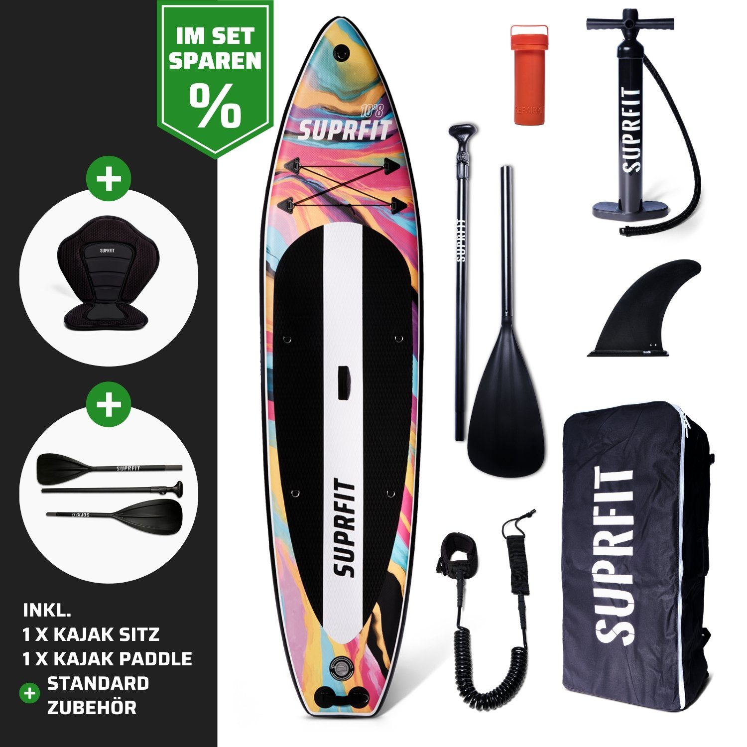 Inflatable SUP-Board SUP Board Aquarell Set inkl. Sitz und Paddle