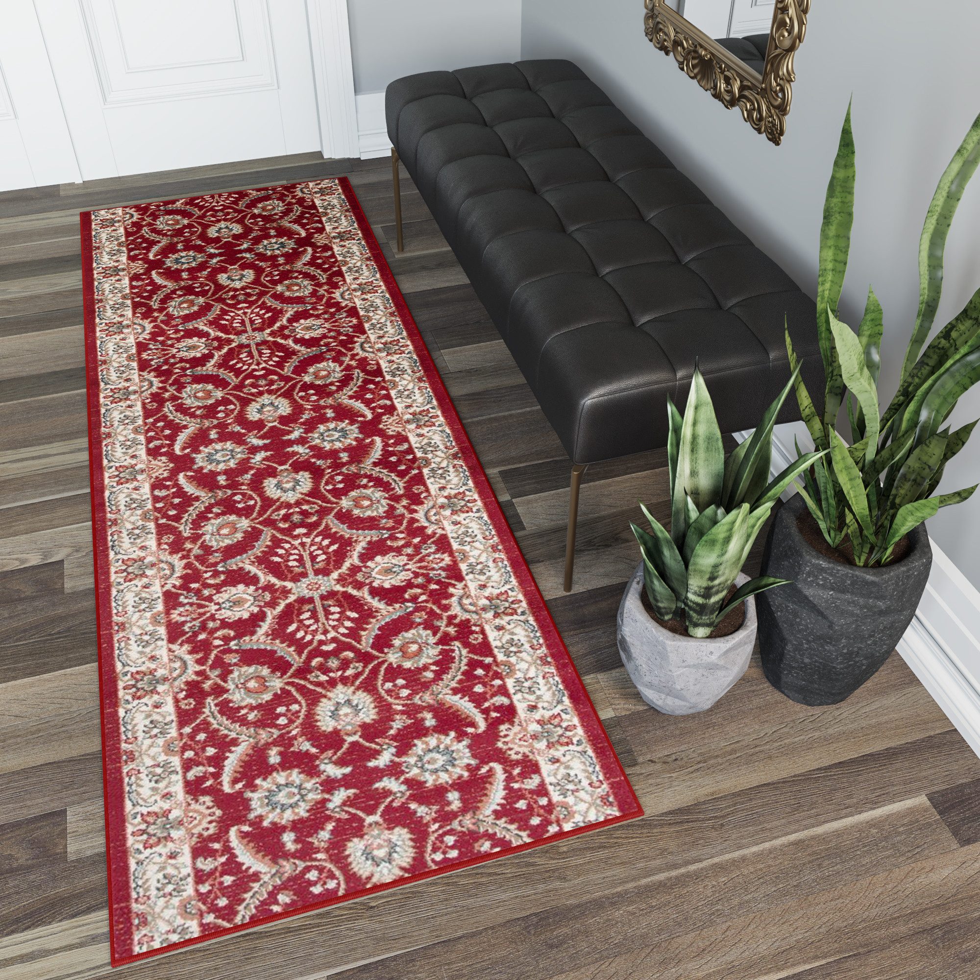Tapiso Läufer DUBAI, rechteckig, Höhe: 10 mm, Brücke Flur Klassisch Traditionell Wohnzimmer Schlafzimmer Meterware