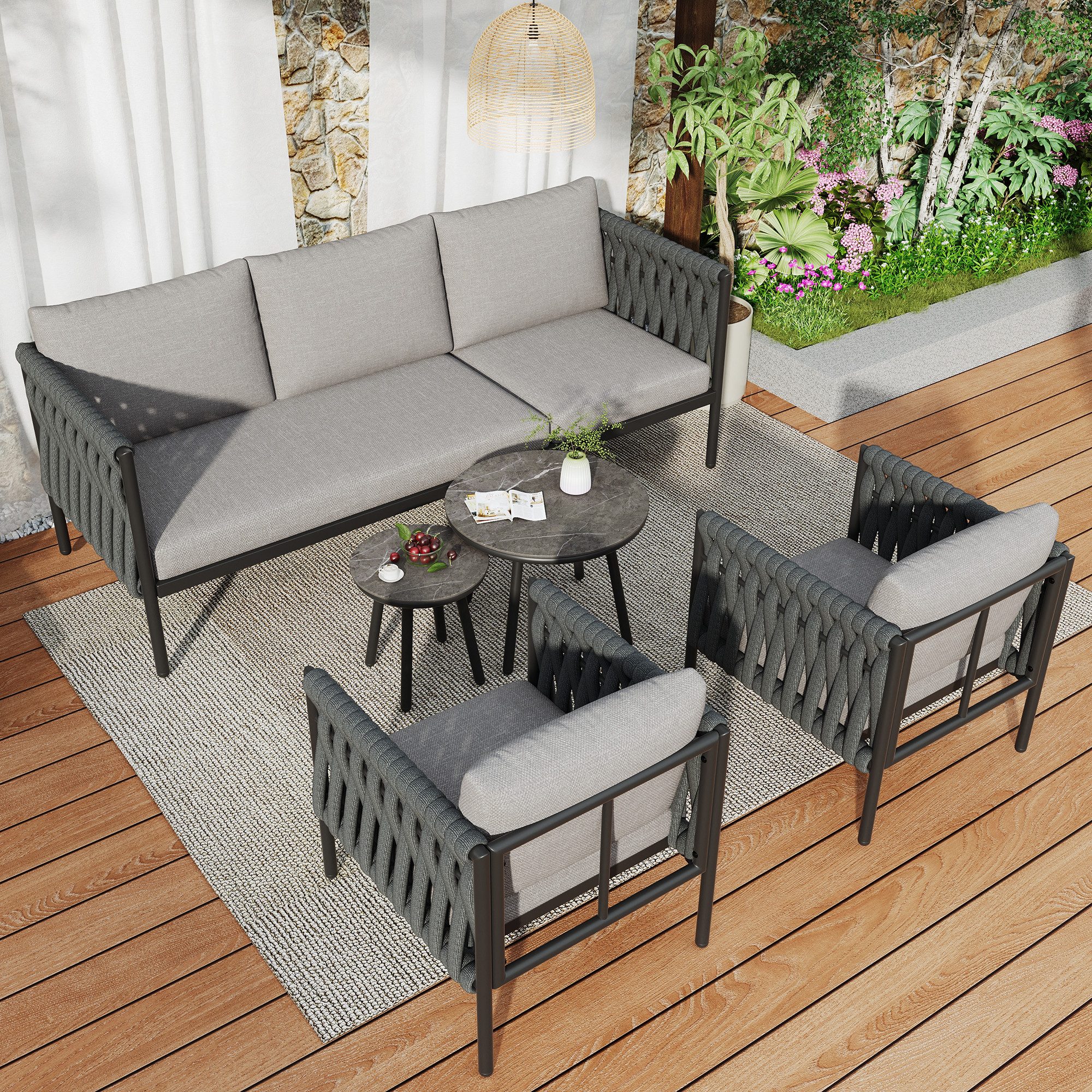 Drenice Gartenlounge-Set Garten-Loungestuhl-Set, Gartenmöbel-Set mit bequem günstig online kaufen