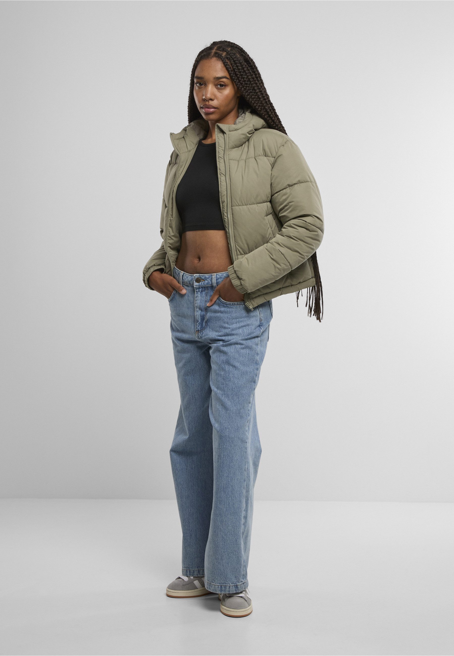 URBAN CLASSICS Winterjacke Urban Classics Ladies Peached Puffer Jacket With Hood (1-St)