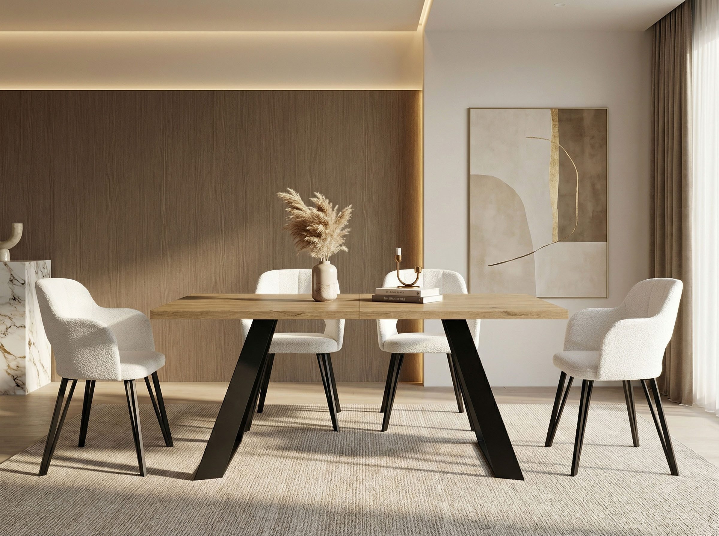 WFL GROUP Esstisch Colter ausziehbar rechteckig loft mit schwarzen Metallbeinen (MADE IN EU, erhältlich in zwei Größen – 140/160 cm, ausziehbar auf 240/260 cm), industrial Tisch in Holzoptik für Küche, Esszimmer oder Wohnzimmer