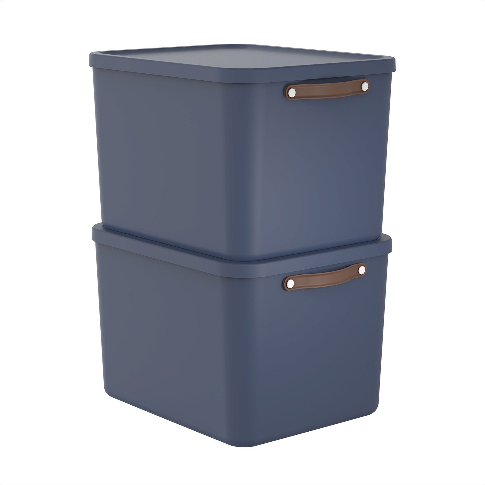 ROTHO Aufbewahrungsbox (Ordnungsboxen im Set, 2er-Set), große Lagerbox ideal für Kleidung, Decken und Haushaltsartikel