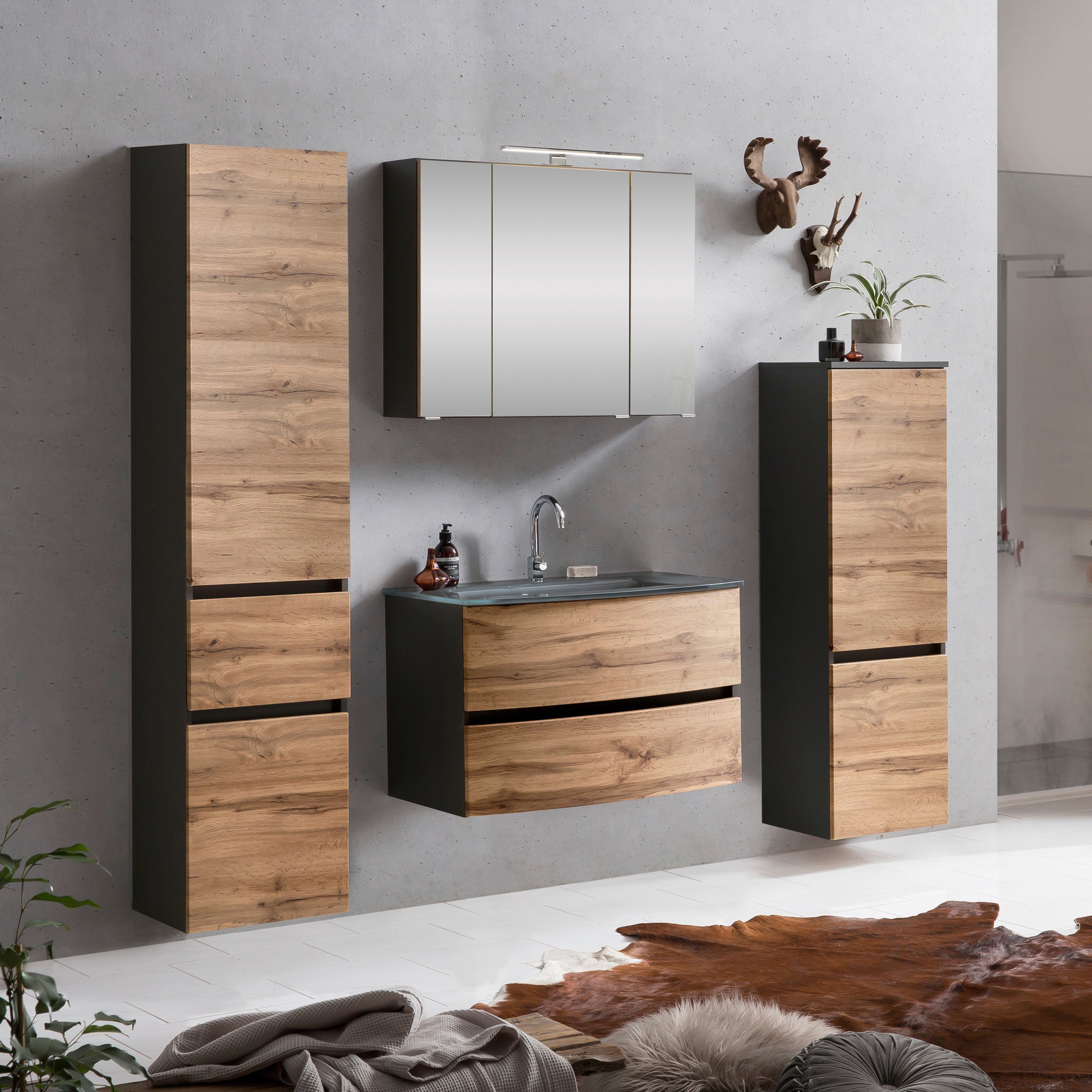 welltime Badezimmer-Set Kaunas, (Set, 4-St), Waschtisch-Set günstig online kaufen