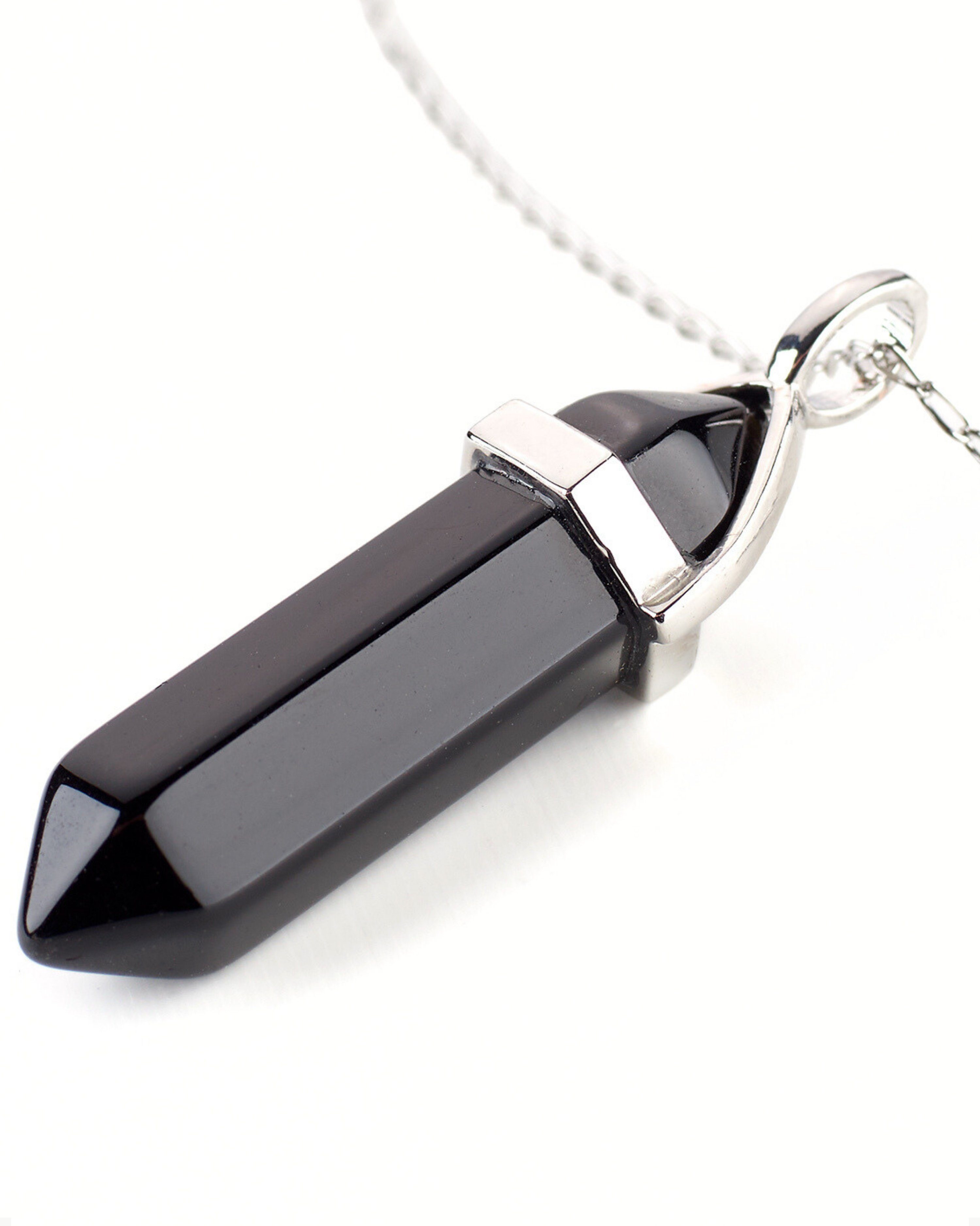 LAVISA Kette mit Anhänger LAVISA Obelisk Edelstein Halskette silber, echte Kristalle, Naturstein, Edelstein Halskette Schmuck Kristall Naturstein Edelsteinkette