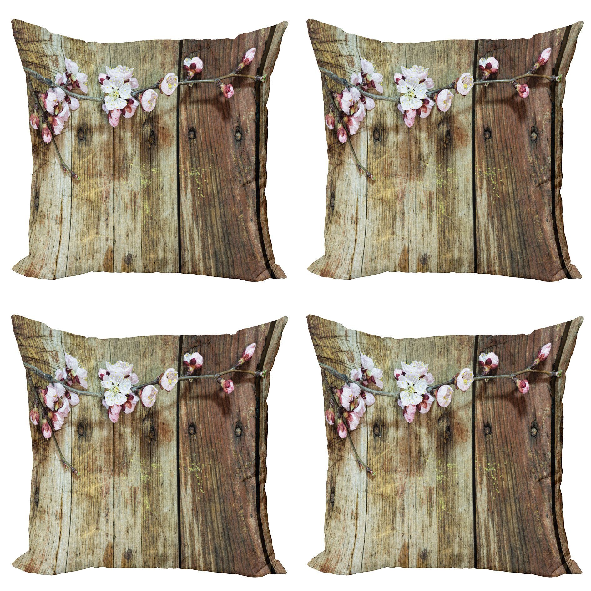 Kissenbezüge Modern Accent Doppelseitiger Digitaldruck, Abakuhaus (4 Stück), Rustikal Blooming Frühlingsblumen