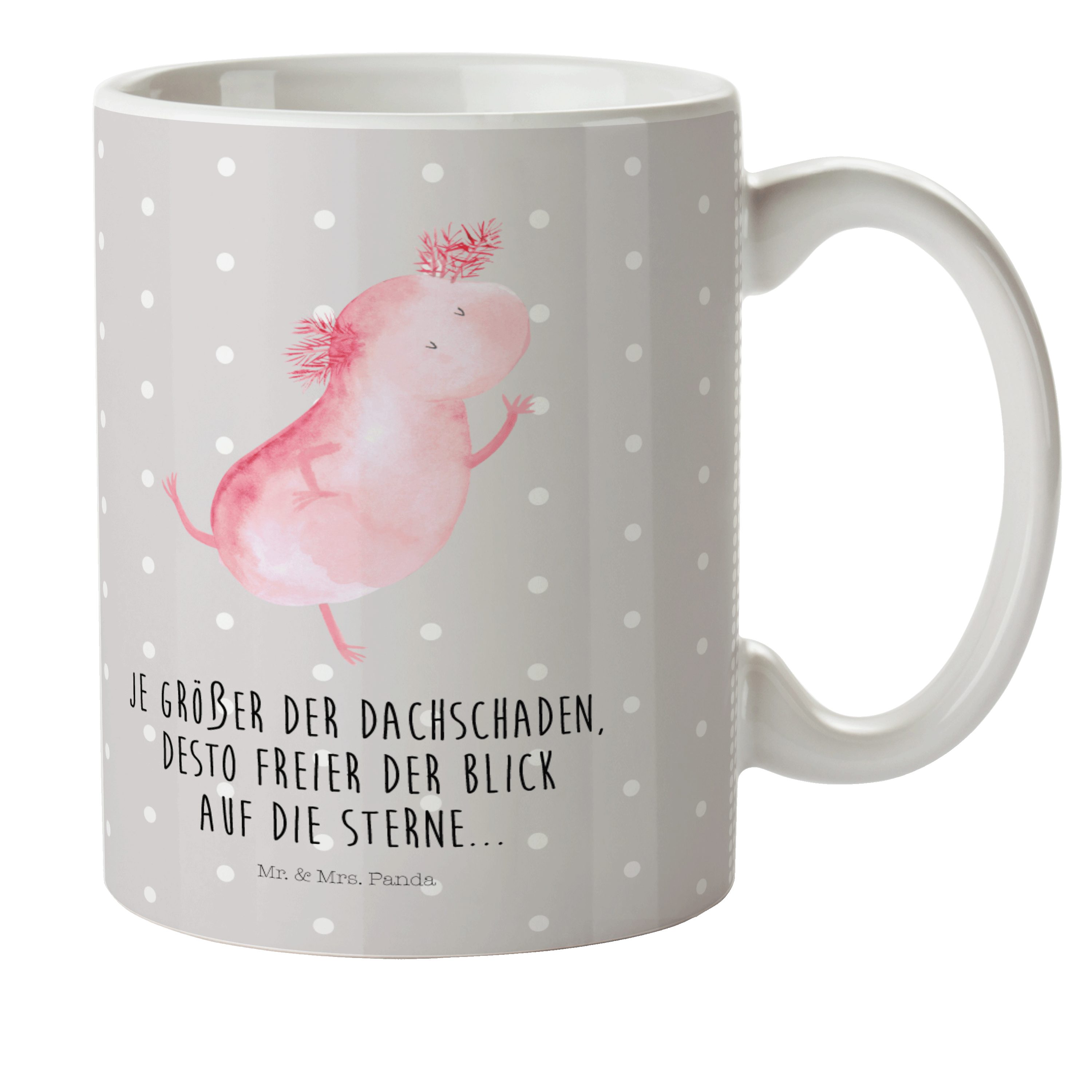 Mr. & Mrs. Panda Kinderbecher Axolotl tanzt - Grau Pastell - Geschenk, Molch, beste Freundin, Reise, Kunststoff