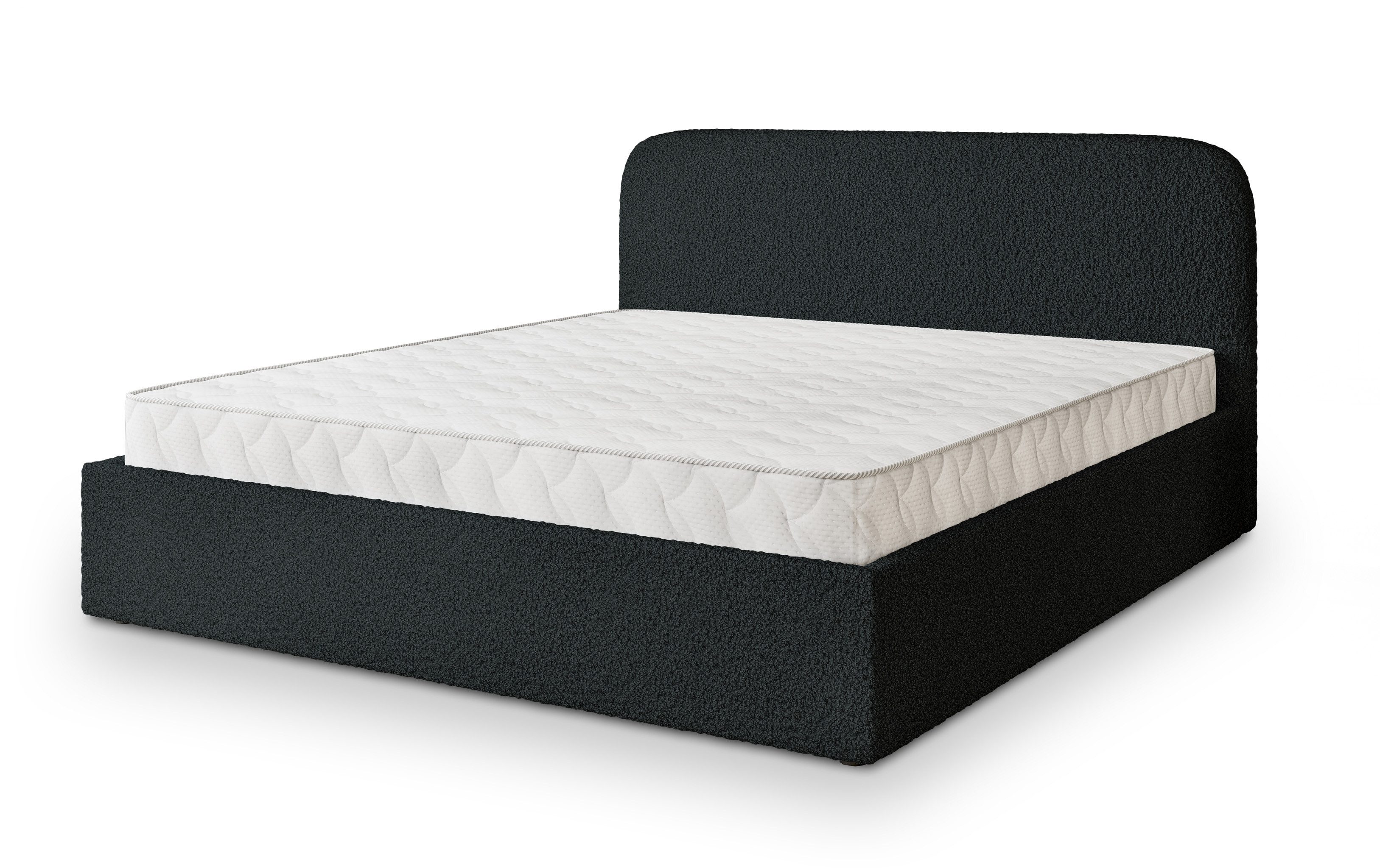 Masseno Polsterbett RENIVE 160x200 cm schwarz (mit Bettkasten und Lattenrost)