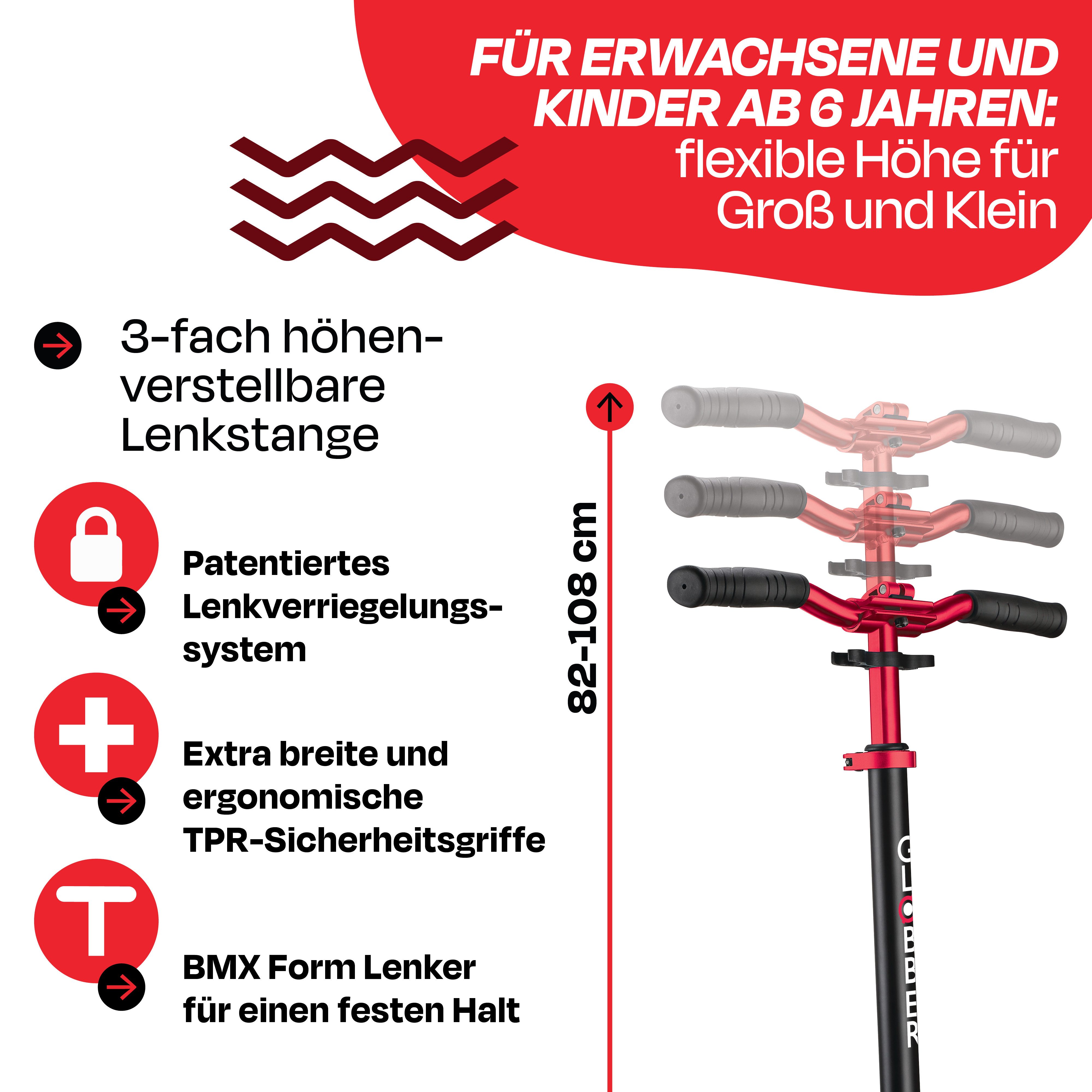 Globber Tretroller NL 205 Scooter - Für Kinder, Teens & Erwachsene, ABEC 7, Federung, Frontfederung PU-Rollen 205 mm Alu-Deck, Antirutsch – Bild 5 von 5