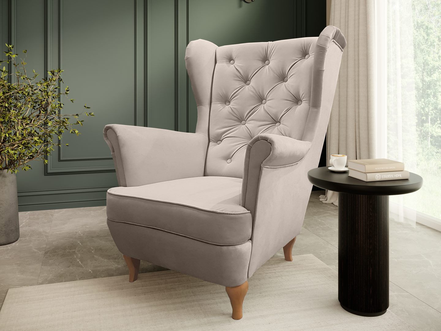 Beautysofa Ohrensessel Sessel FALCO Chesterfield Wohnzimmersessel günstig online kaufen