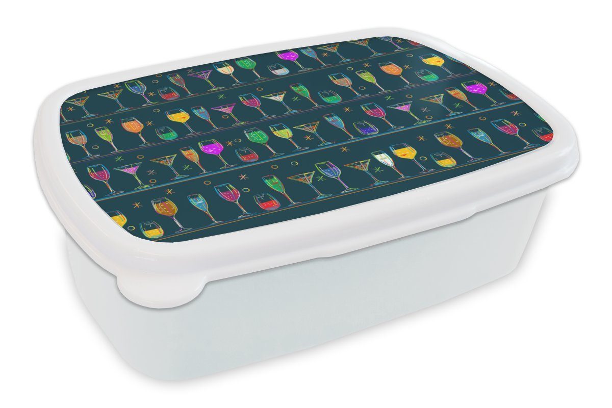 Brotbox - Brotdose, Lunchbox (2-tlg), Bar - - und Design, Mädchen Jungs Cocktails für Kinder für Neon MuchoWow Erwachsene, und Kunststoff, weiß