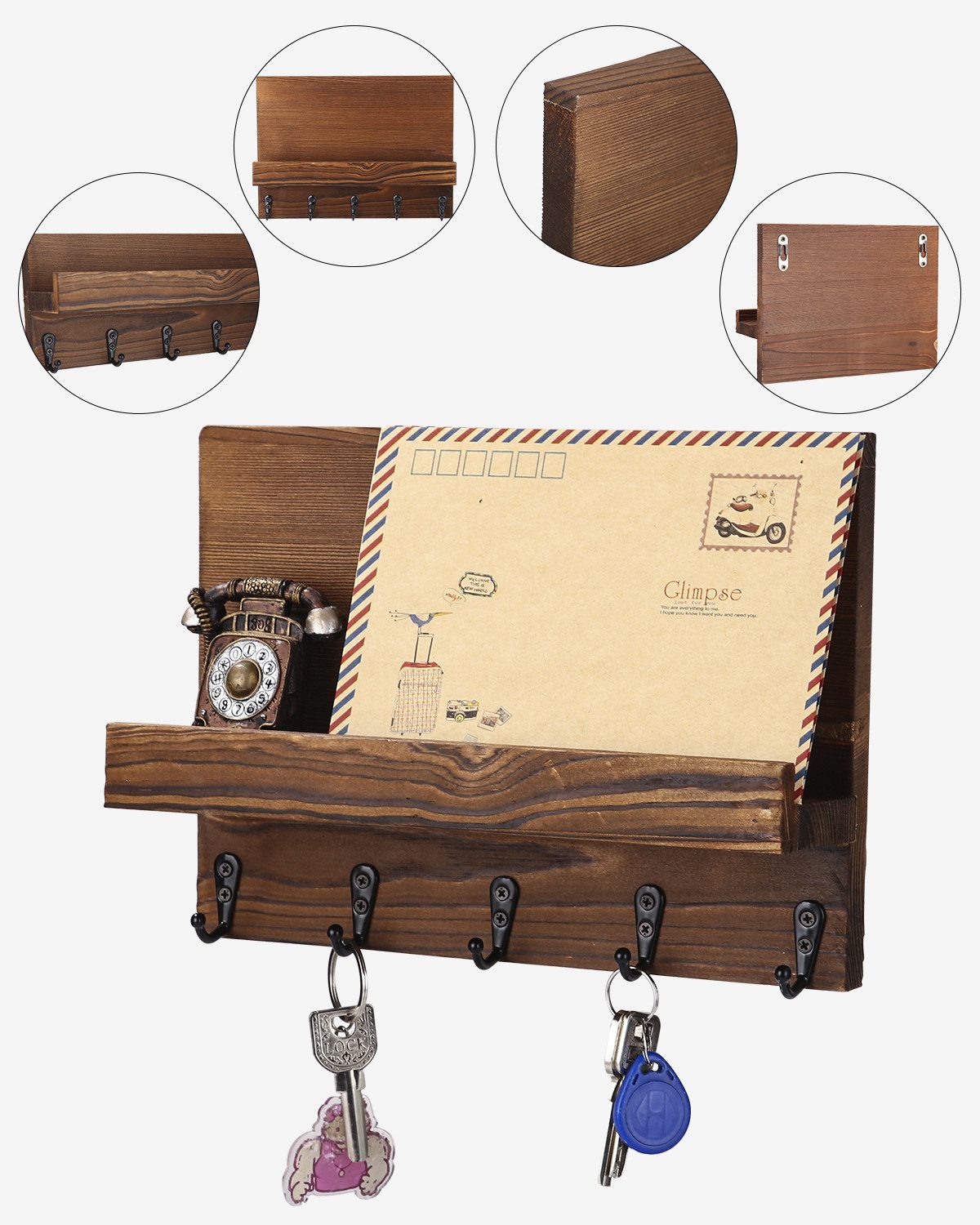 LEAZZLE Schlüsselbrett Retro-Stil Schlüsselhalter für Wand, günstig online kaufen