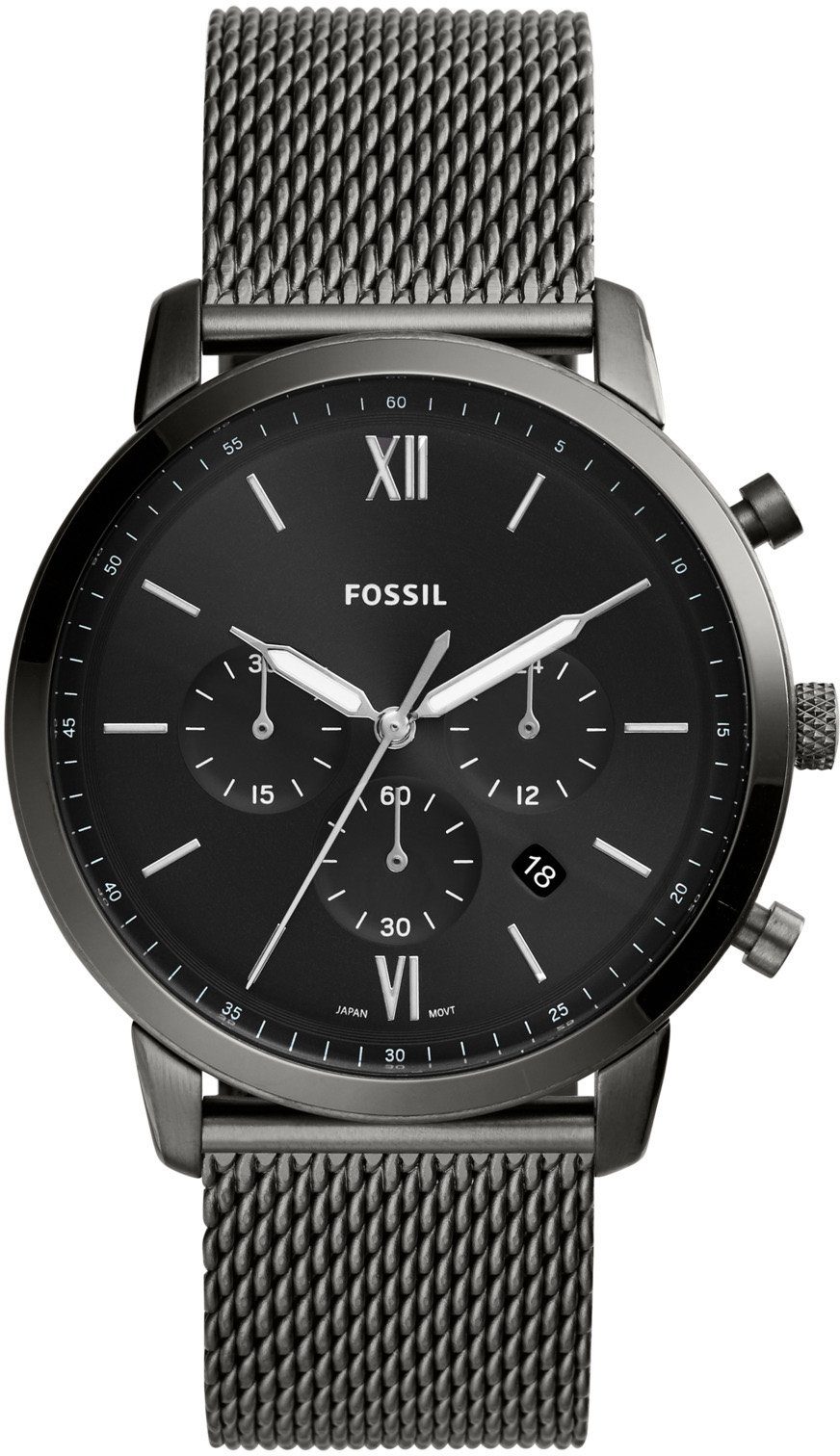 Fossil Chronograph Neutra Chrono FS5699 Quarzuhr Armbanduhr Herrenuhr Stoppfunktion Datum Edelstahlarmband Edelstahlgehause O ca. 44 mm