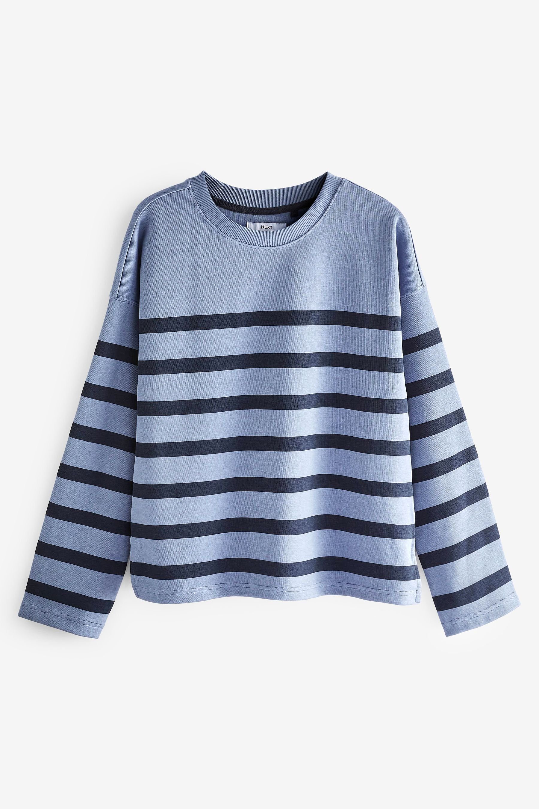 Next Sweatshirt Gestreiftes Sweatshirt mit breiten Streifen (1-tlg) Chambre Blue