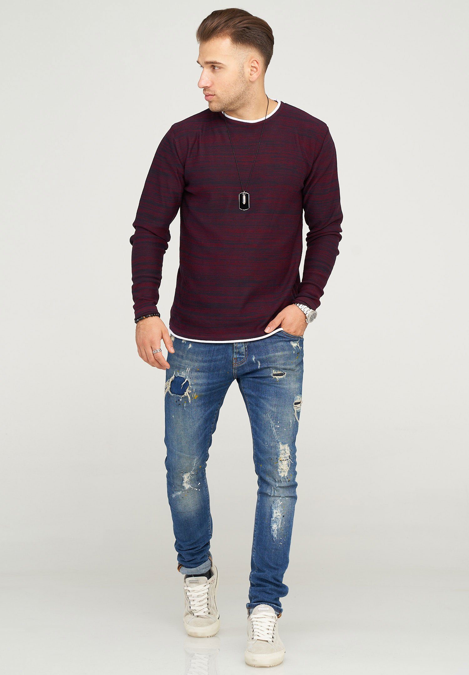 behype Strickpullover TAAVI in melierter Optik günstig online kaufen