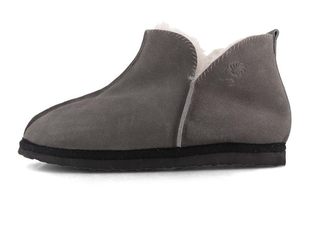 LAMMBOCK Shearlock Lammfell Hausschuhe für Damen Herren, grau Hausschuh Winterhausschuhe aus Lammfell, temperaturregulierend