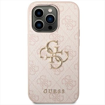 Guess Smartphone-Hülle Guess Apple iPhone 15 Pro Schutzhülle Cover Hülle 4G Metal Logo Pink
