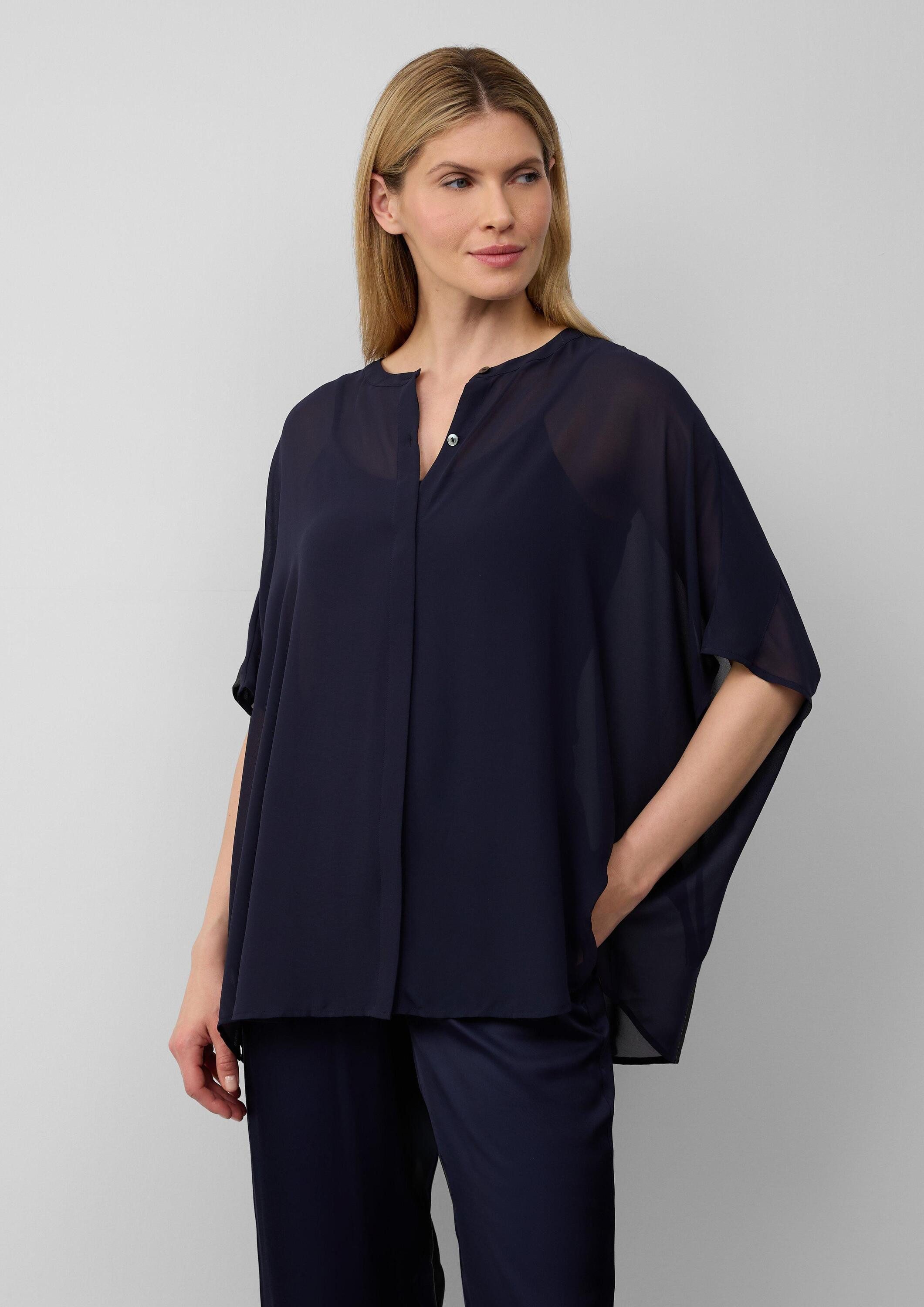 s.Oliver Kurzarmbluse Bluse Transparente Poncho-Bluse aus Chiffon