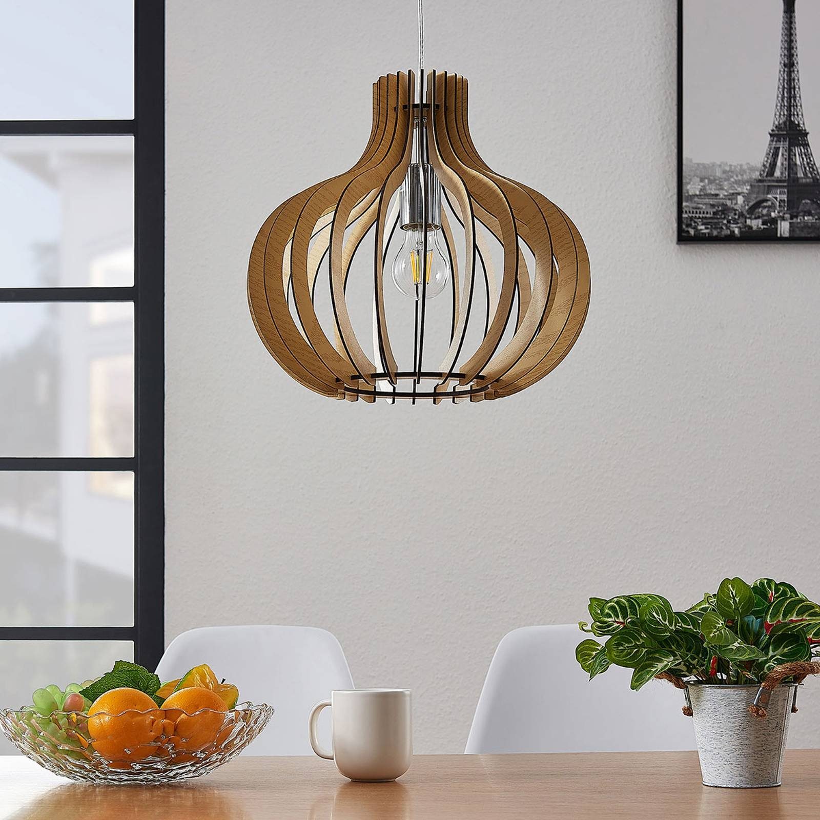 Lindby Hängeleuchte Sina, Holz IP20, 1 x 60 W