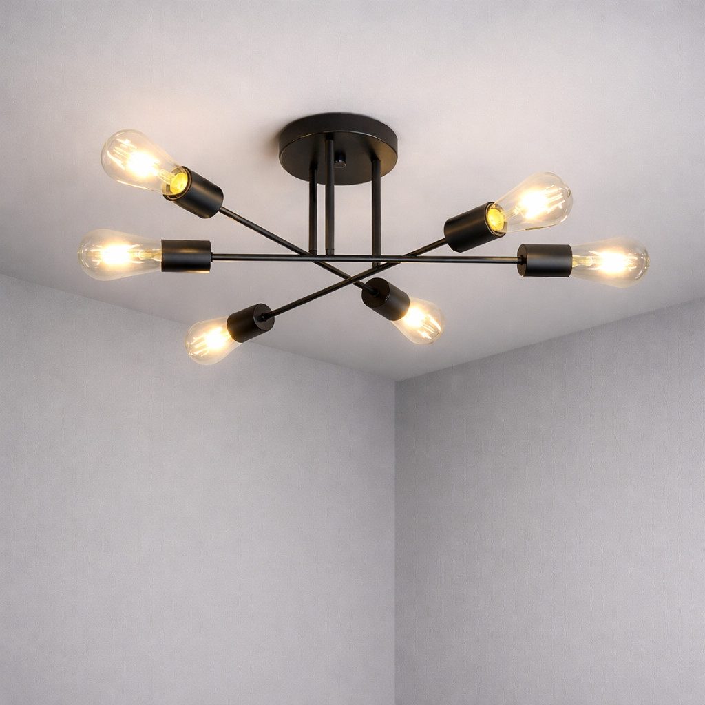 ZMH Deckenleuchte 6-flammig, E27 Deckenlampe im Vintage-Retro Design, Metall, ohne Leuchtmittel, für Wohnzimmer und Schlafzimmer