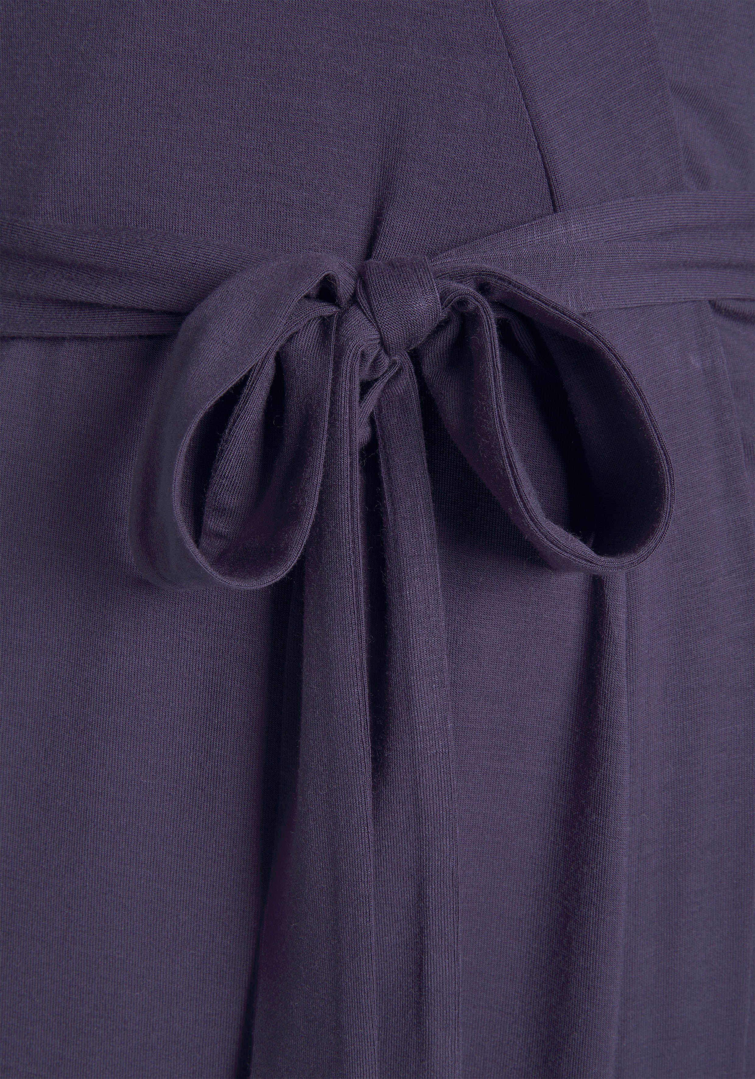 Spitzendetails Kimono-Kragen, Kimono, LASCANA mit Kurzform, Single-Jersey, Gürtel,