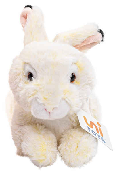 Uni-Toys Kuscheltier Kaninchen - rosa/gelb - superweich - 24 cm - Plüsch-Hase - Plüschtier