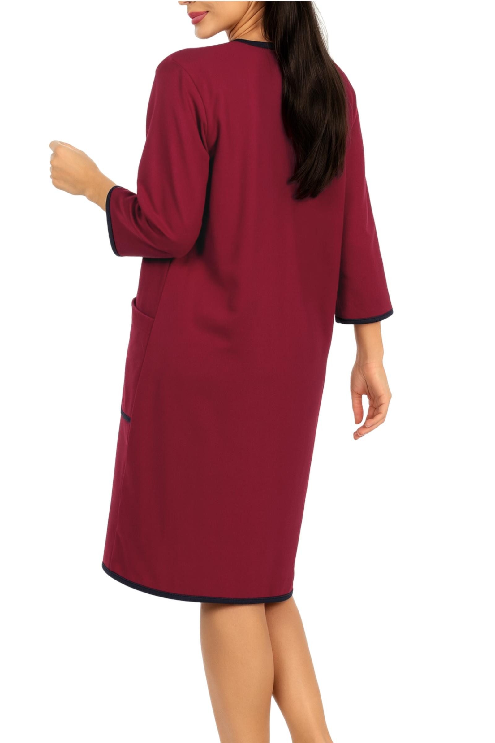 Aquarti Damenbademantel Damen Bademantel Morgenmantel Reißverschluss Hausmantel 3/4 Ärmel