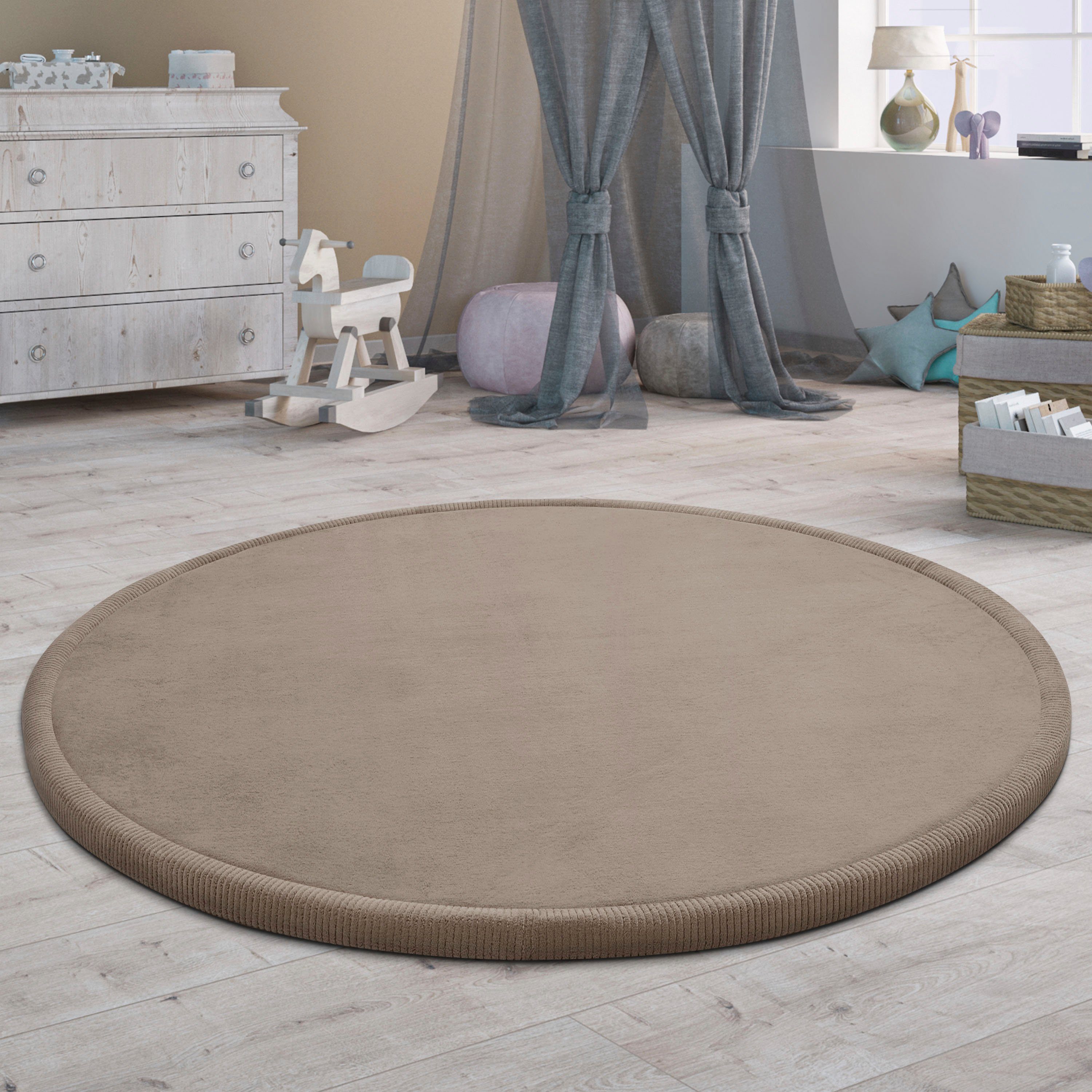 Home, 24 Uni waschbar Teppich Tatami mit rund, mm, Höhe: Paco Farben, Memory 475, Kurzflor, Foam, beige