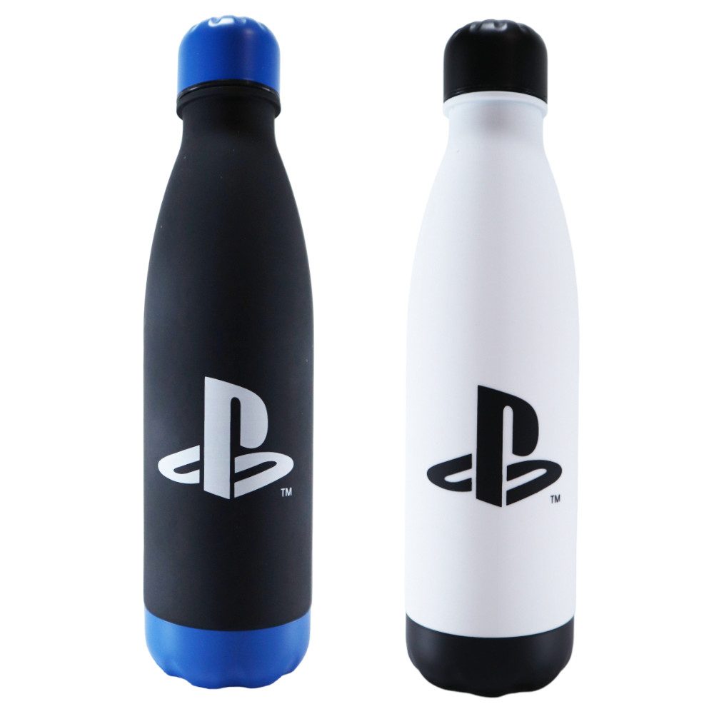 Kids Euroswan Trinkflasche Sony Playstation 2-er Set Wasserflasche Flasche 650 ml Schwarz Weiß