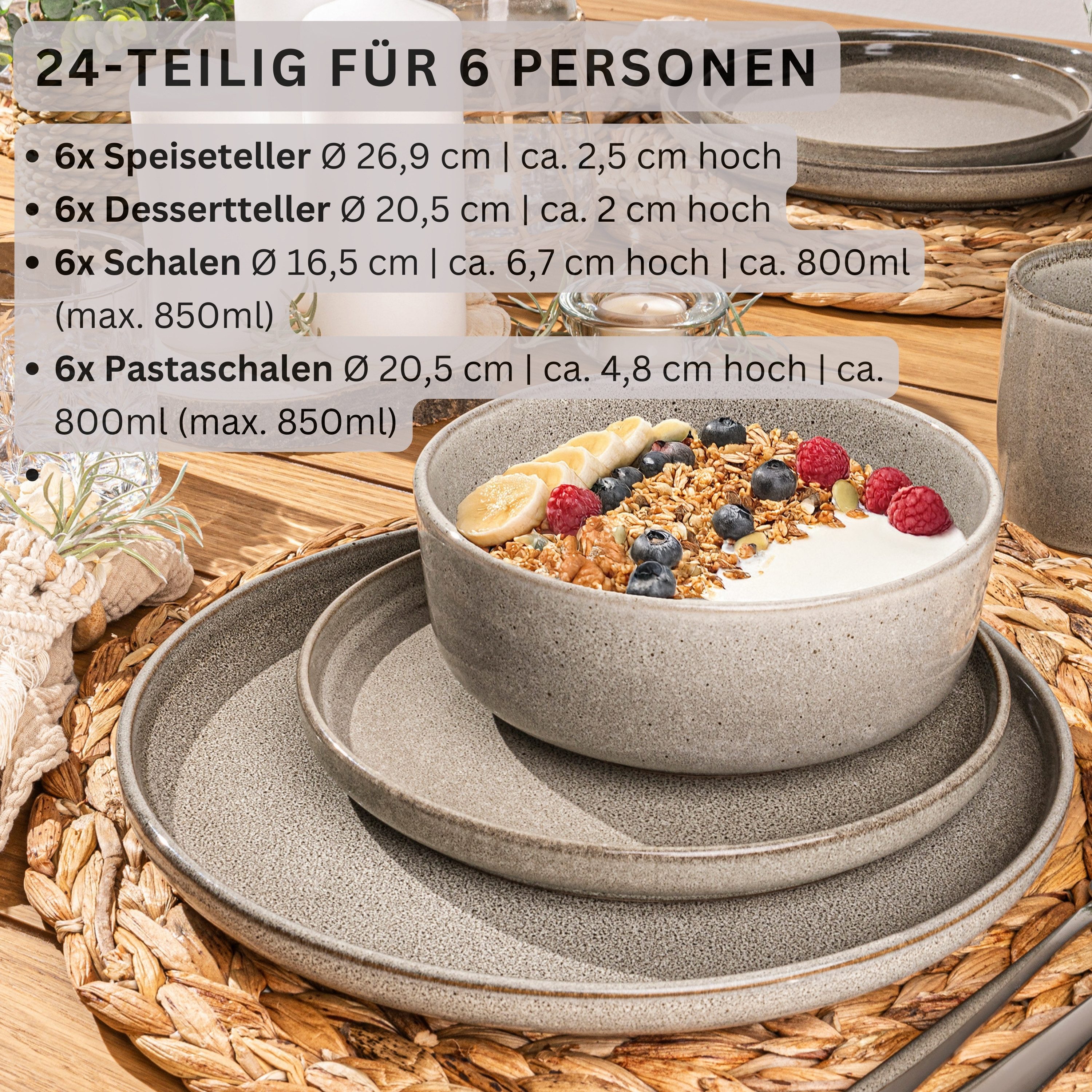 SÄNGER Tafelservice Kairo (24-tlg), 6 Personen, Steingut, Kairo Clay, Handmade, VALUE COLLECTION
