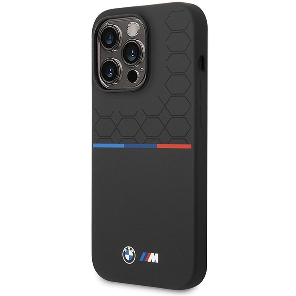 BMW Handyhülle Silikon Hardcase Wabenmuster, Wabenmuster, BMW M Streifen, Mikrofaser-Innenfutter