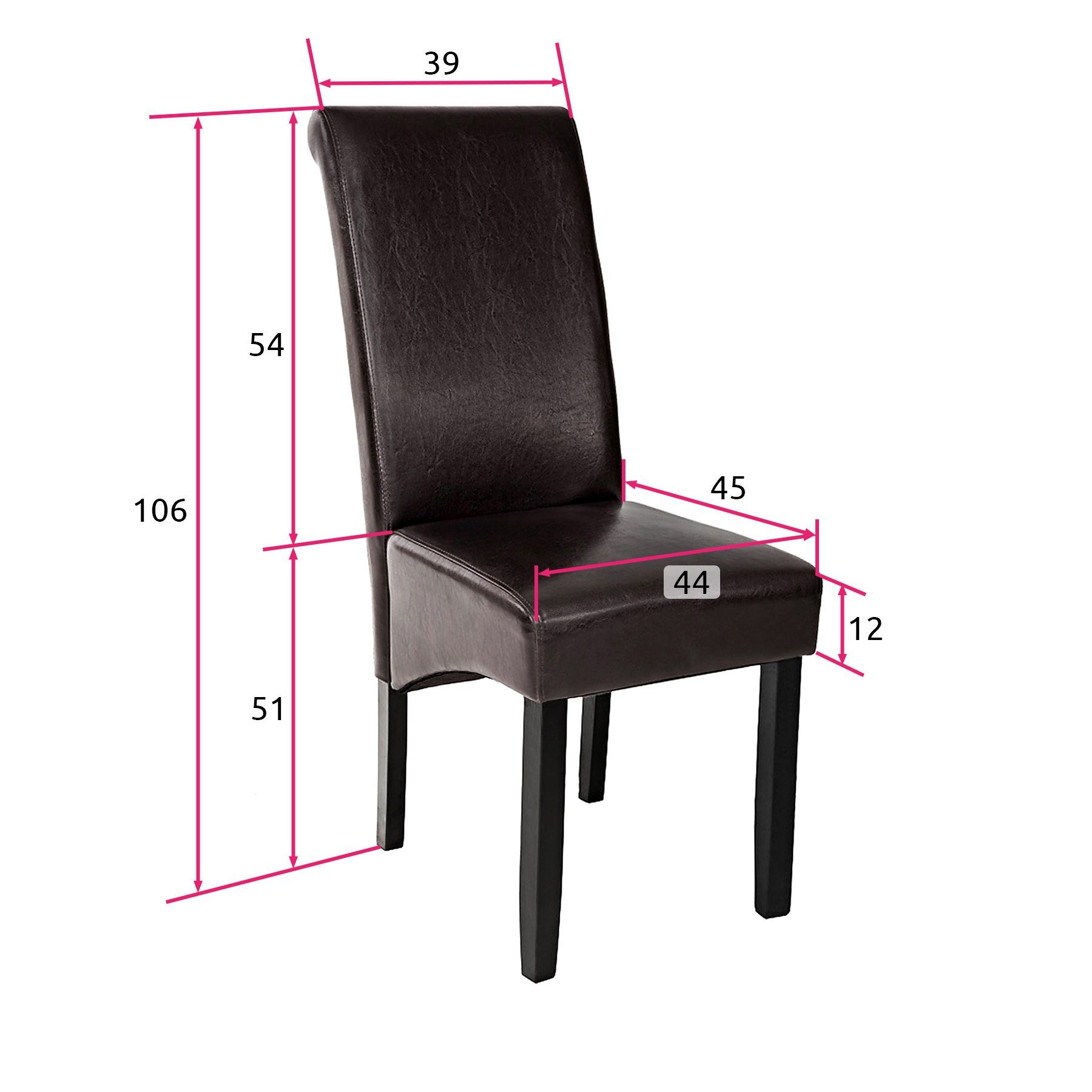 Gepolstert Esszimmerstühle, massives 2 ergonomisch, cappuccino Set, (2er St), tectake Esszimmerstuhl 2 Hartholz